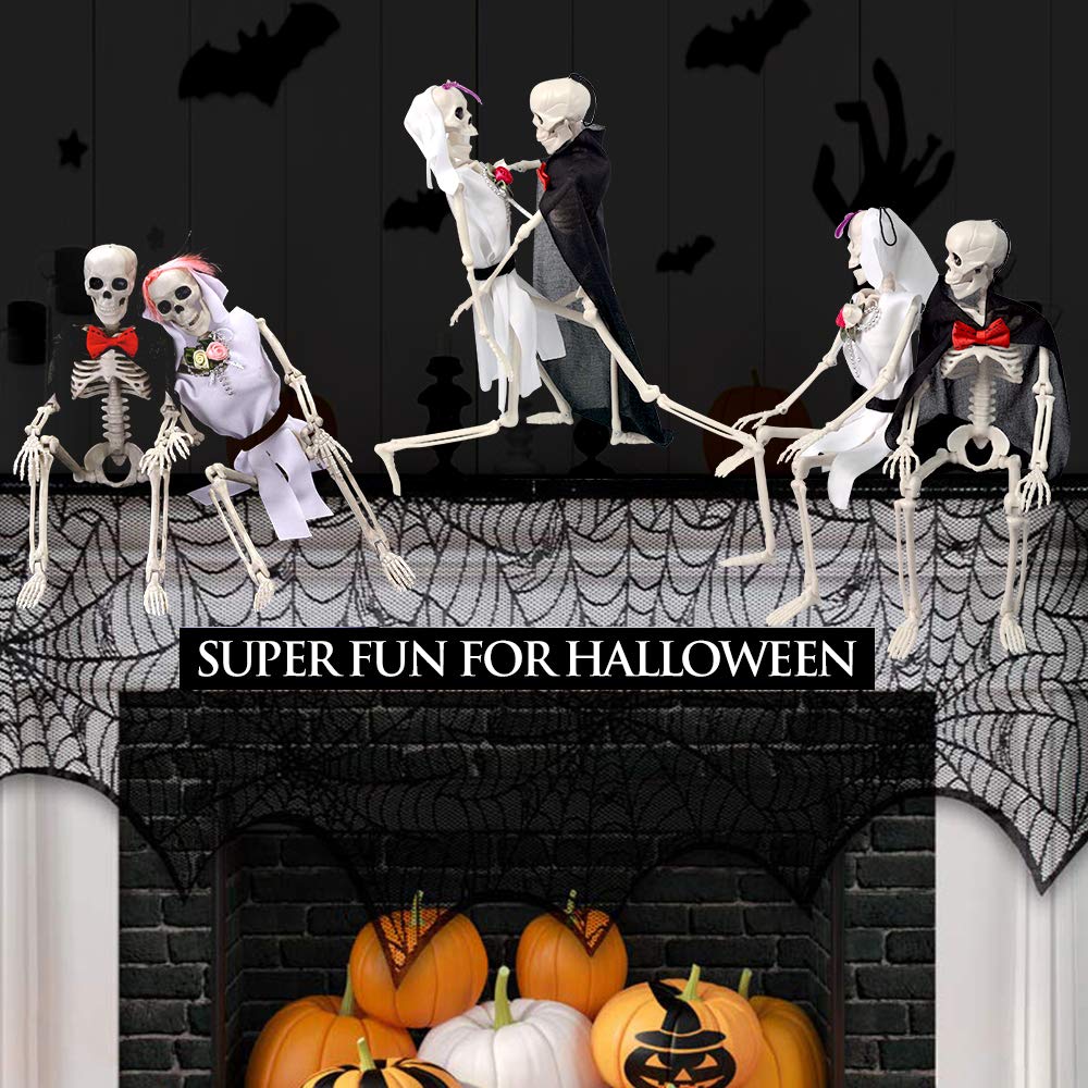 FLY2SKY 2PCS 16" Scary Halloween Decorations Halloween Skeletons Life