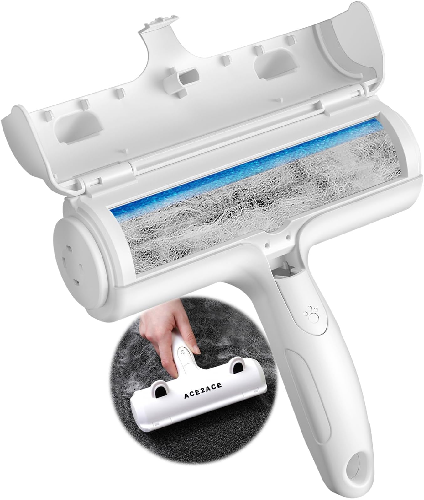 ACE2ACE Pet Hair Remover Roller, Reusable Animal Hair Removal Brush for Dogs and Cats, Easy to Clean Fixed Areas Pet Fur from Carpet, Furniture, Rugs, Stairs, Bedding and Sofa