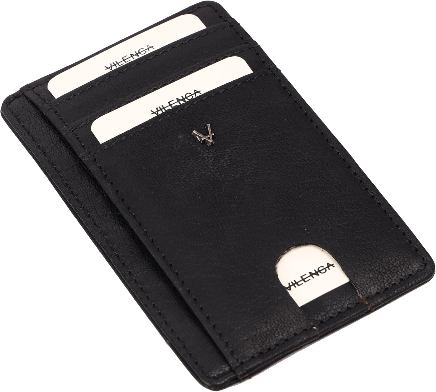 Genuine Leather RFID-Blocking Slim Card Holder: Sleek Design for Style, Functionality & Ultimate Security (Black)