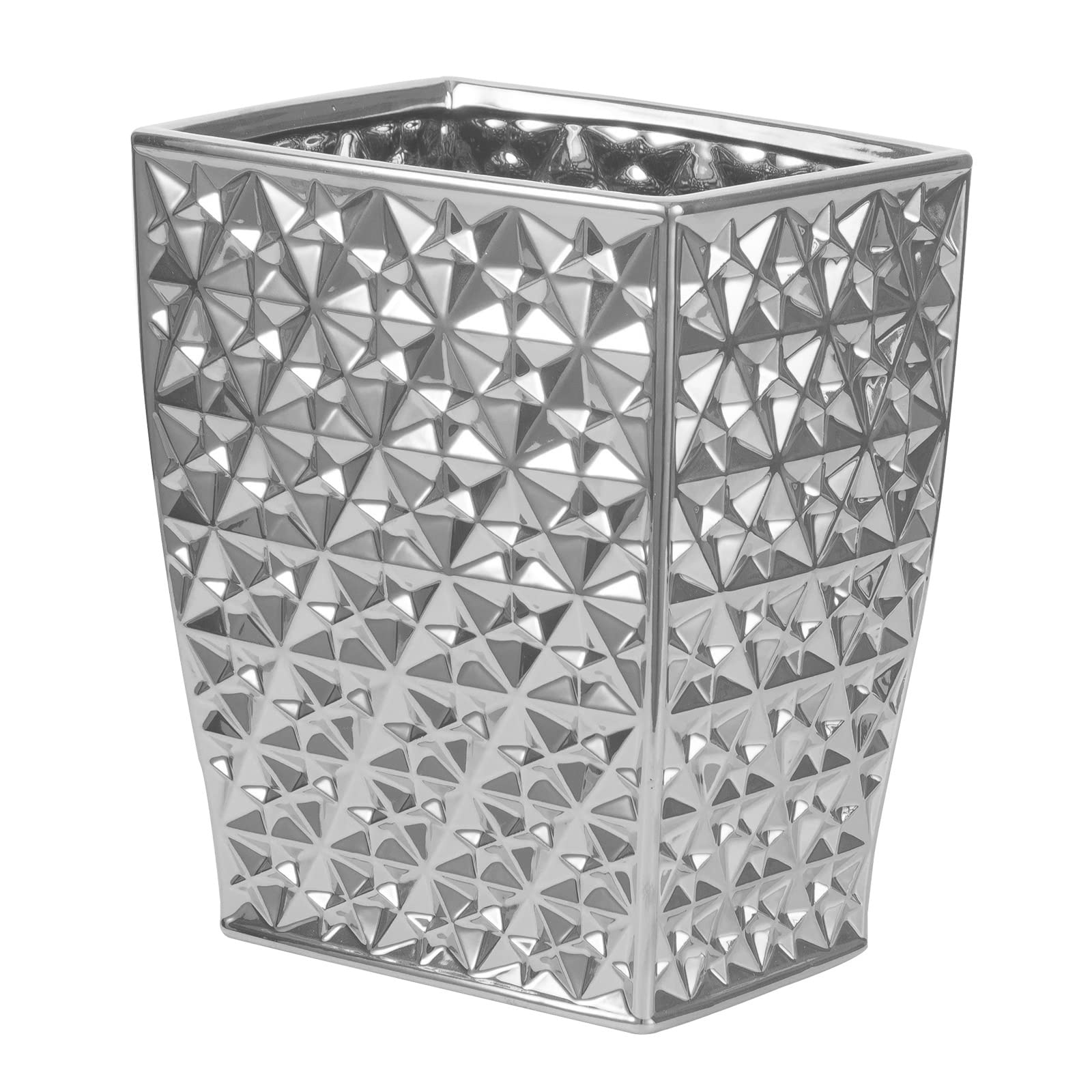 Ceramic Rectangular Small Trash Can - Wastebasket Garbage Container Bin for Bathroom Bedroom Kitchen Home Office and Kids