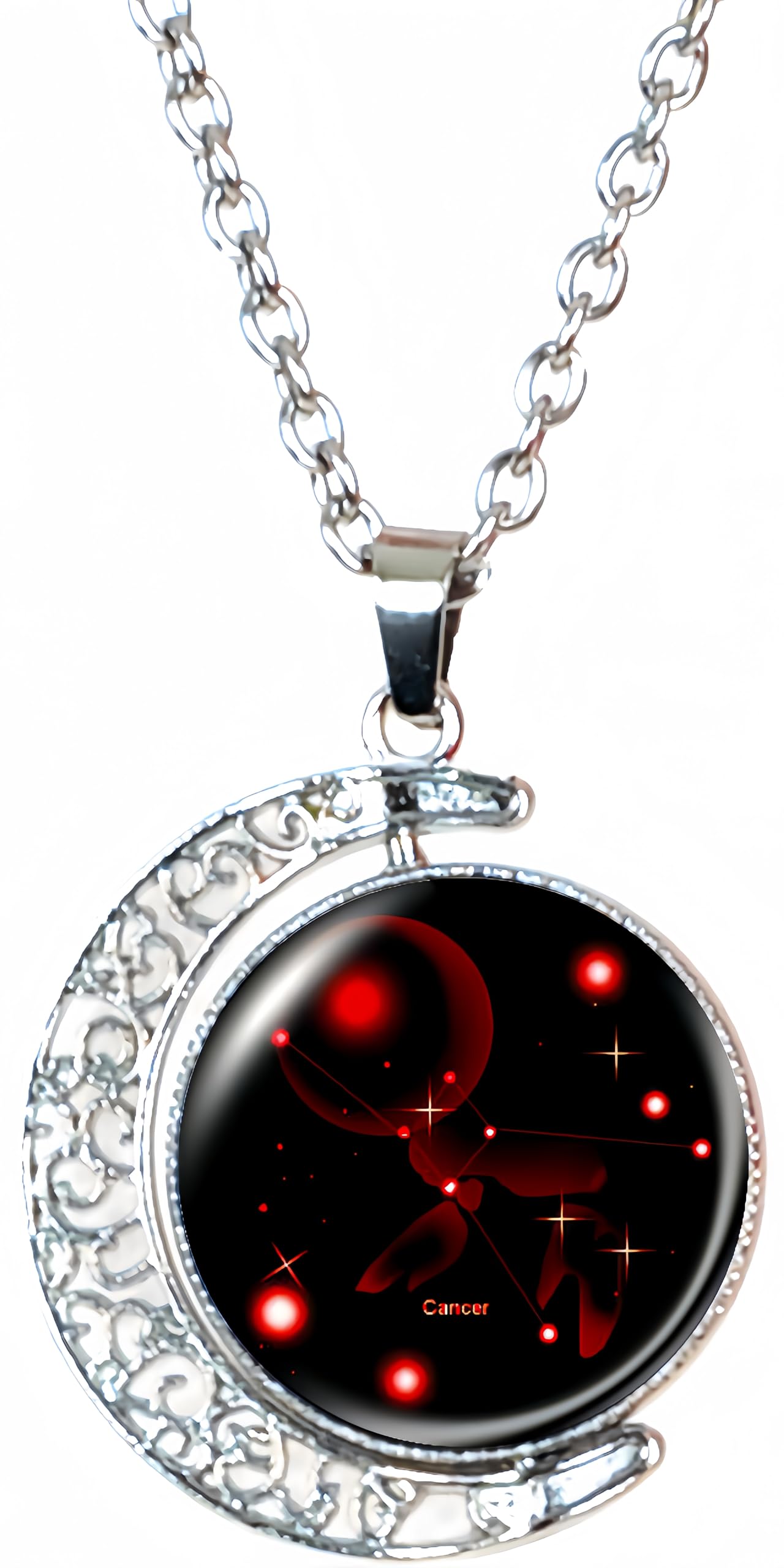 DEQIYIJIZodiac Necklace Jewelry Birthday Gifts Astrology 12 Constellation Horoscope Sign Galaxy Crescent Half Moon Pendant Necklace