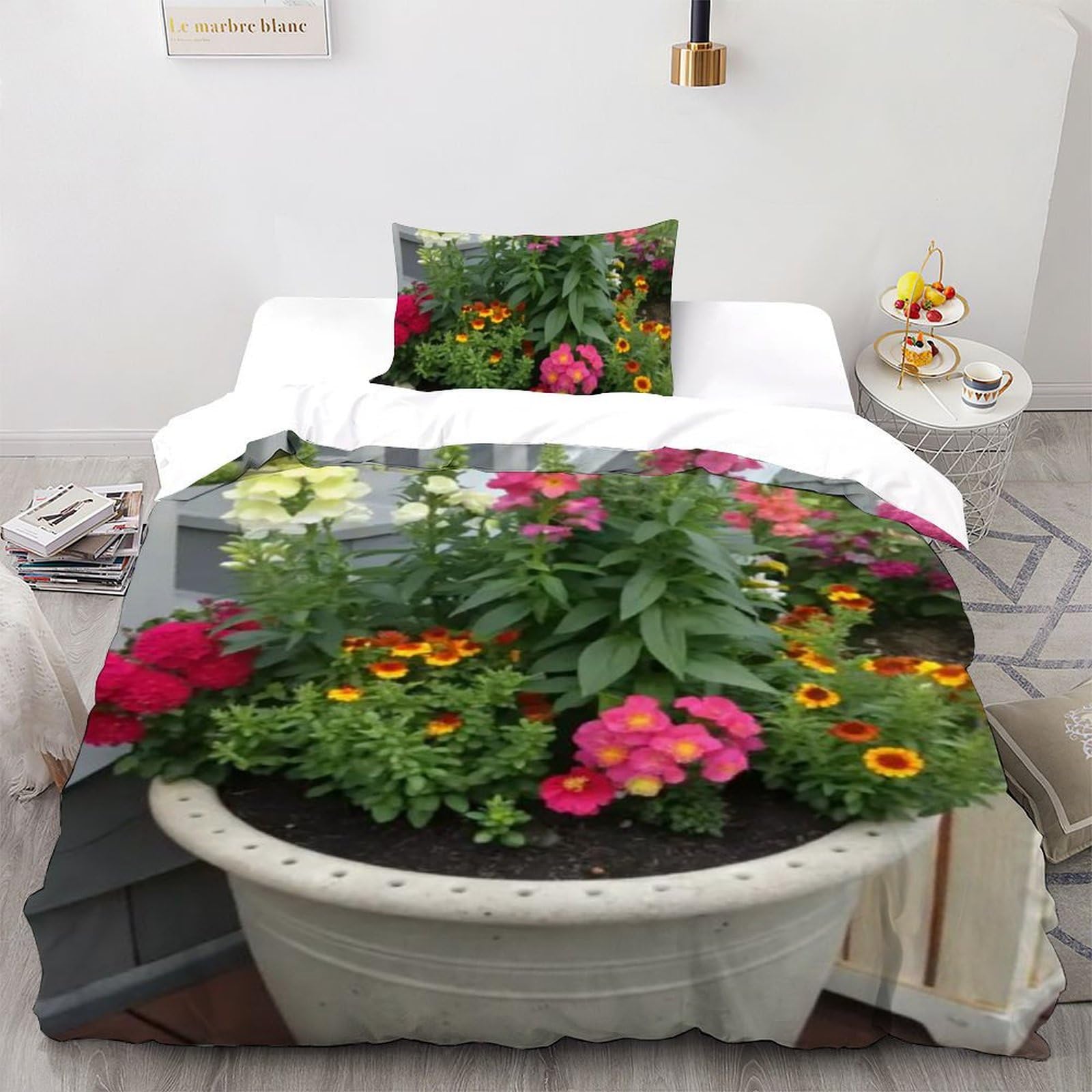 Parure de lit plantes romantique pour des nuits douces et enchantées