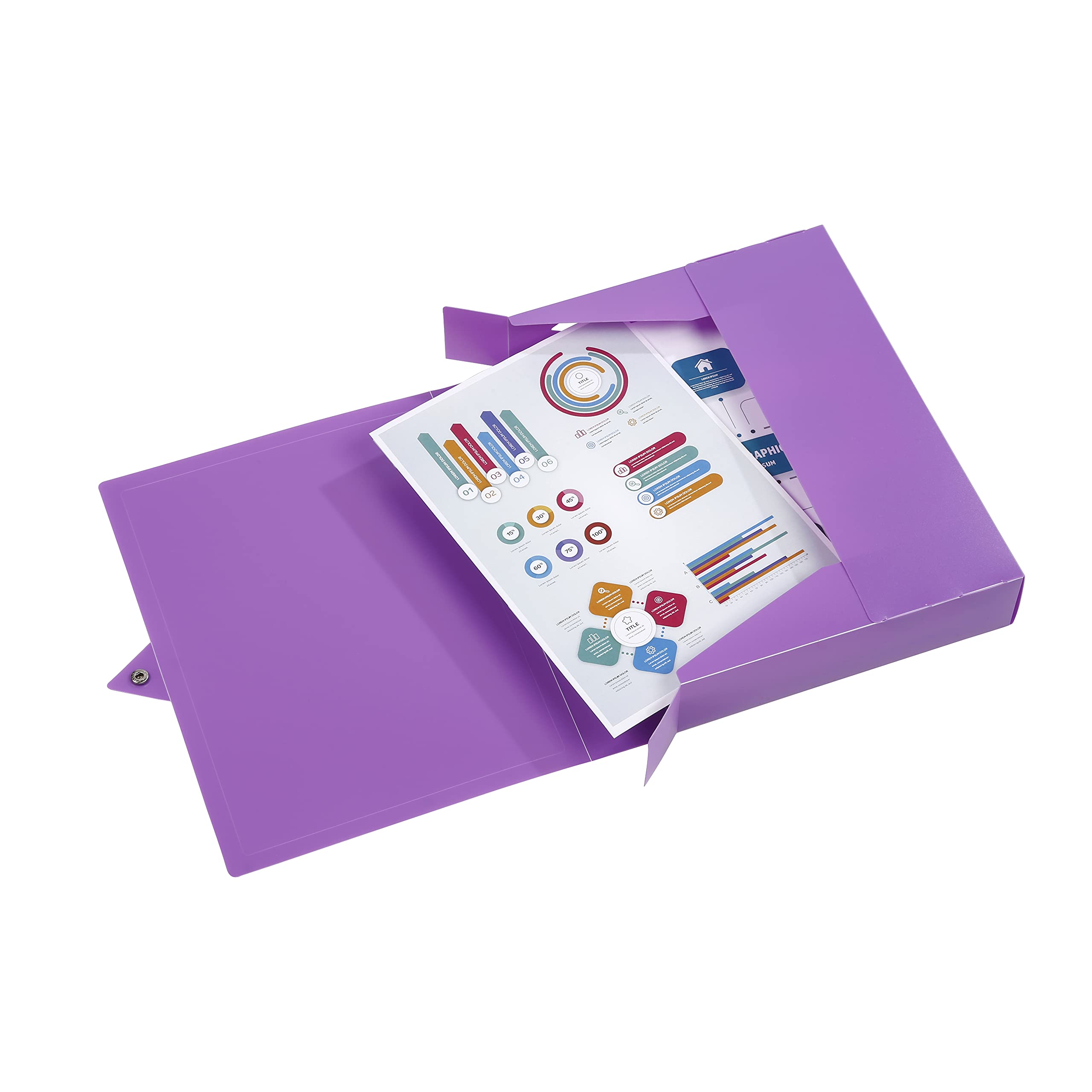 Viquel Class Doc Box File Polypropylene Spine 100 mm Purple, Mauve, Approximately 9.65 x 3.94 x 12.99 inches - Image 2
