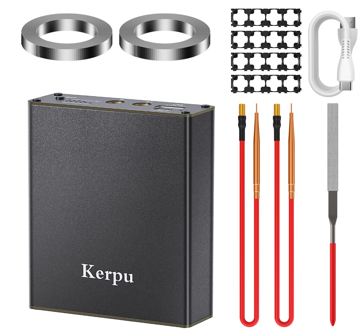 soudeuse par points de batterie,Kerpu taille de poche pour machine à souder par points avec 11 vitesses réglables, batterie rechargeable 50000mAh,feuille de nickel 2x2M