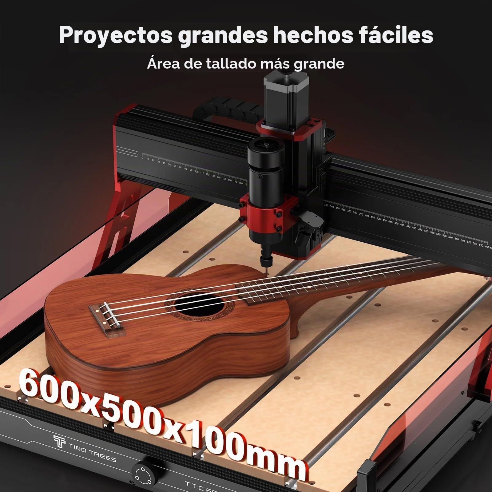 Twotrees TTC6050 de 500W Fresadora multifunción CNC para metal, madera, acrílico y MDF, equipada con un juego de aspiradora para reducir las partículas de polvo durante el grabado