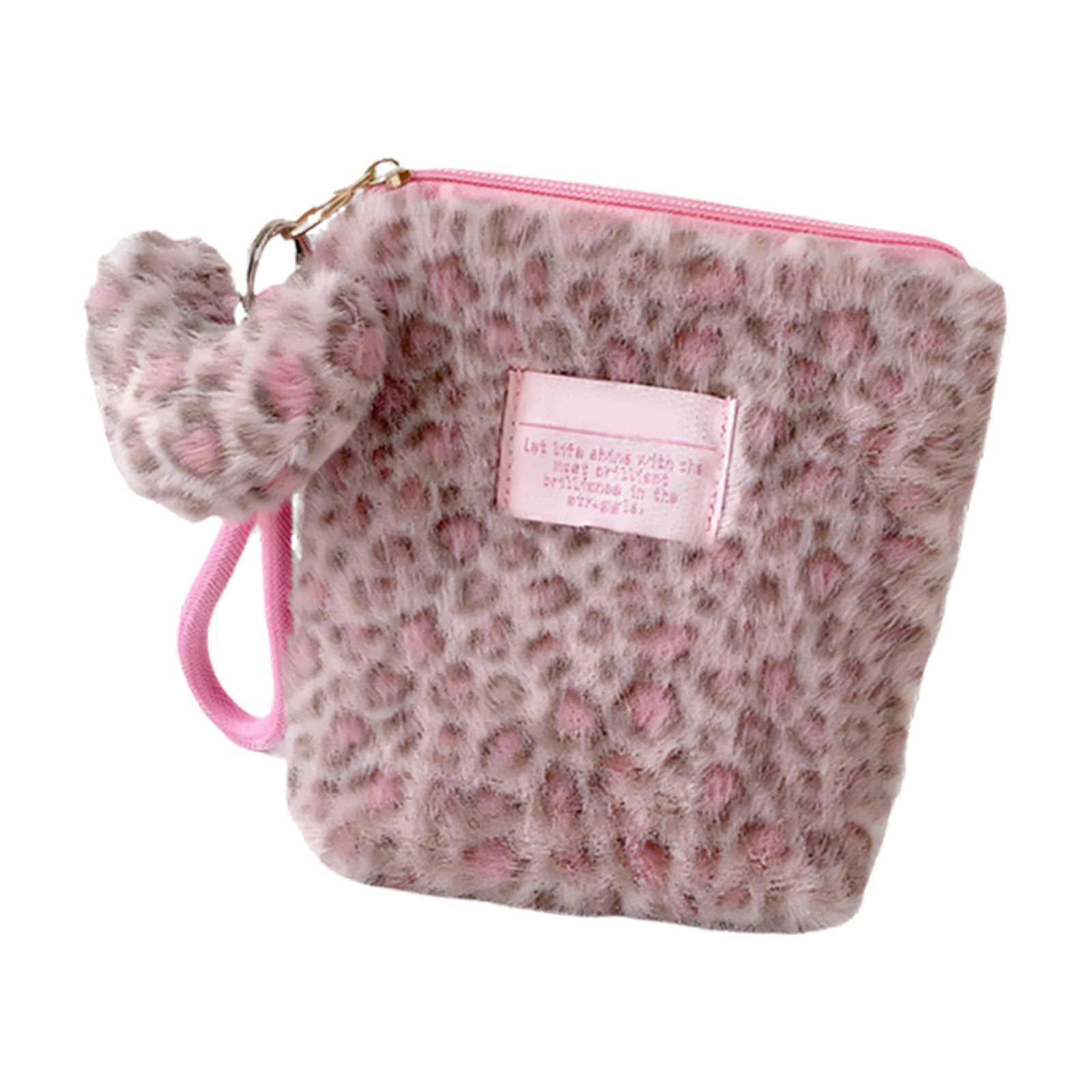 HENYGEN Plush Leopards Pattern Cosmetics Case Handheld Vanity Pouches with Spacious Compartment for Daily Use Leopards Pattern Makeup Pouches