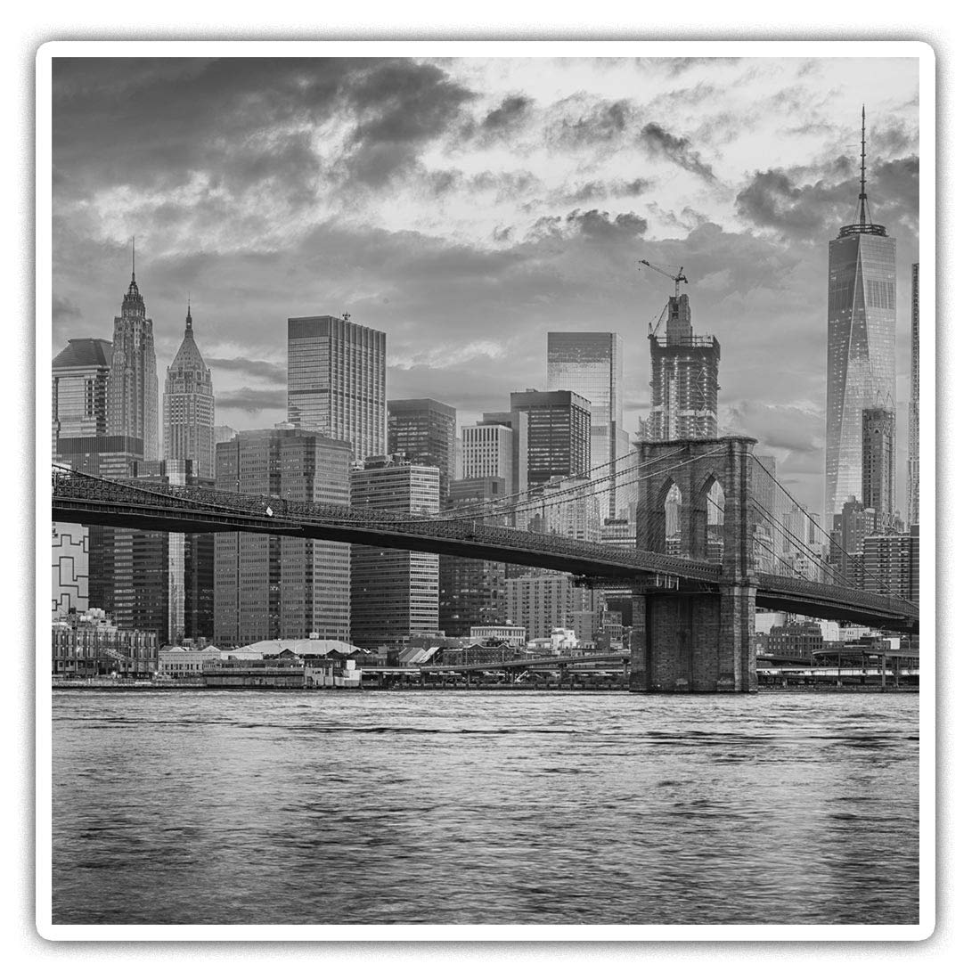Destination Vinyl Ltd Multi 2 X Square 7.5Cm Vinyl Stickers - New York Sunset Brooklyn Bridge 37780