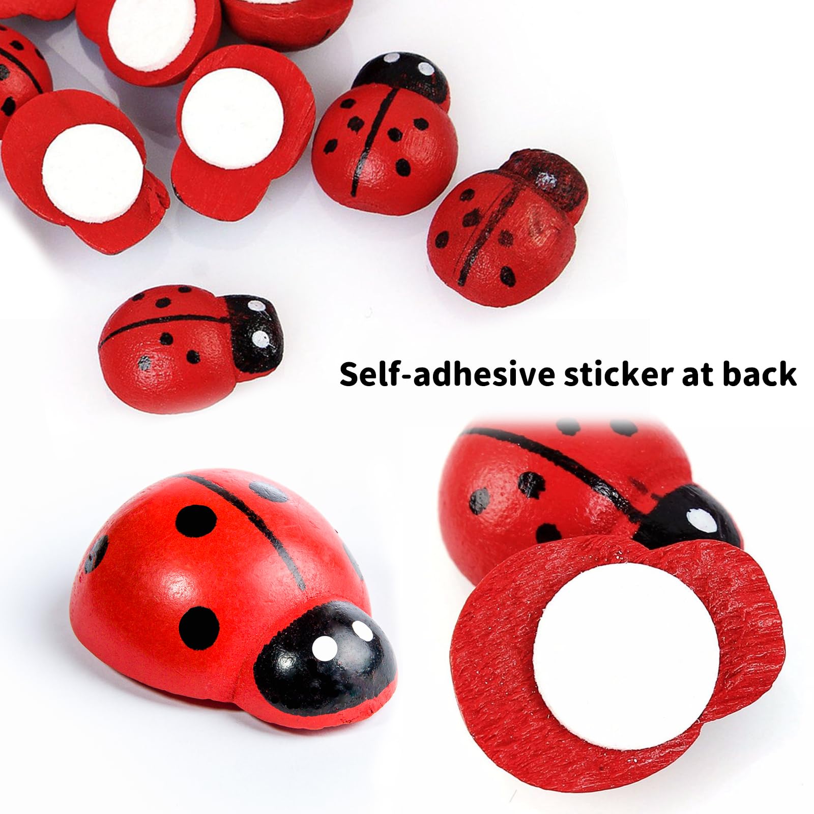 100 Mini Coccinelle Legno Autoadesive Multicolore - Per Decorazioni Fai Da Te E Scrapbooking - Foto 5