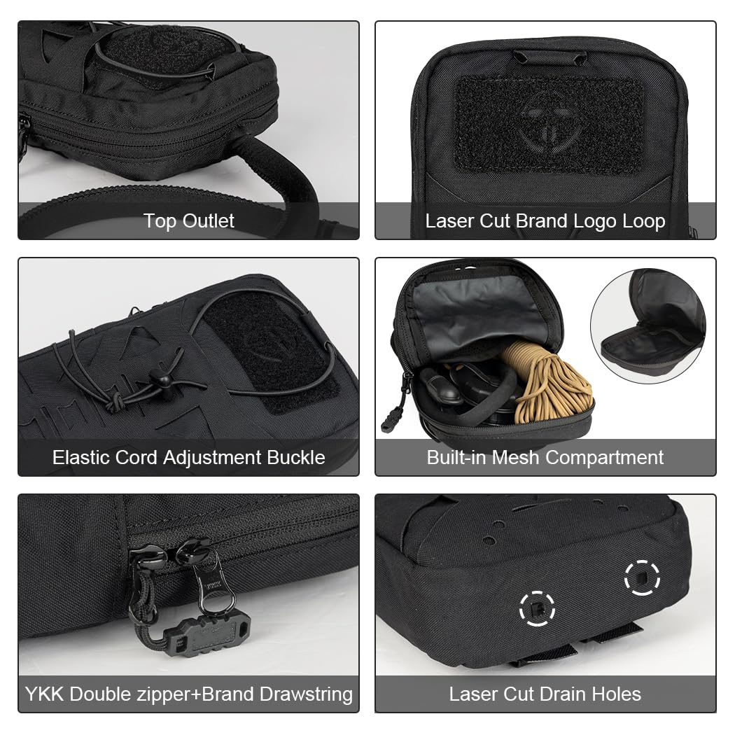 Mochila de hidratación táctica con burbuja interior para bolsa de agua de 1 l, corte láser, MOLLE Hydration Pouch para senderismo, ciclismo, correr y escalar, nailon 500D