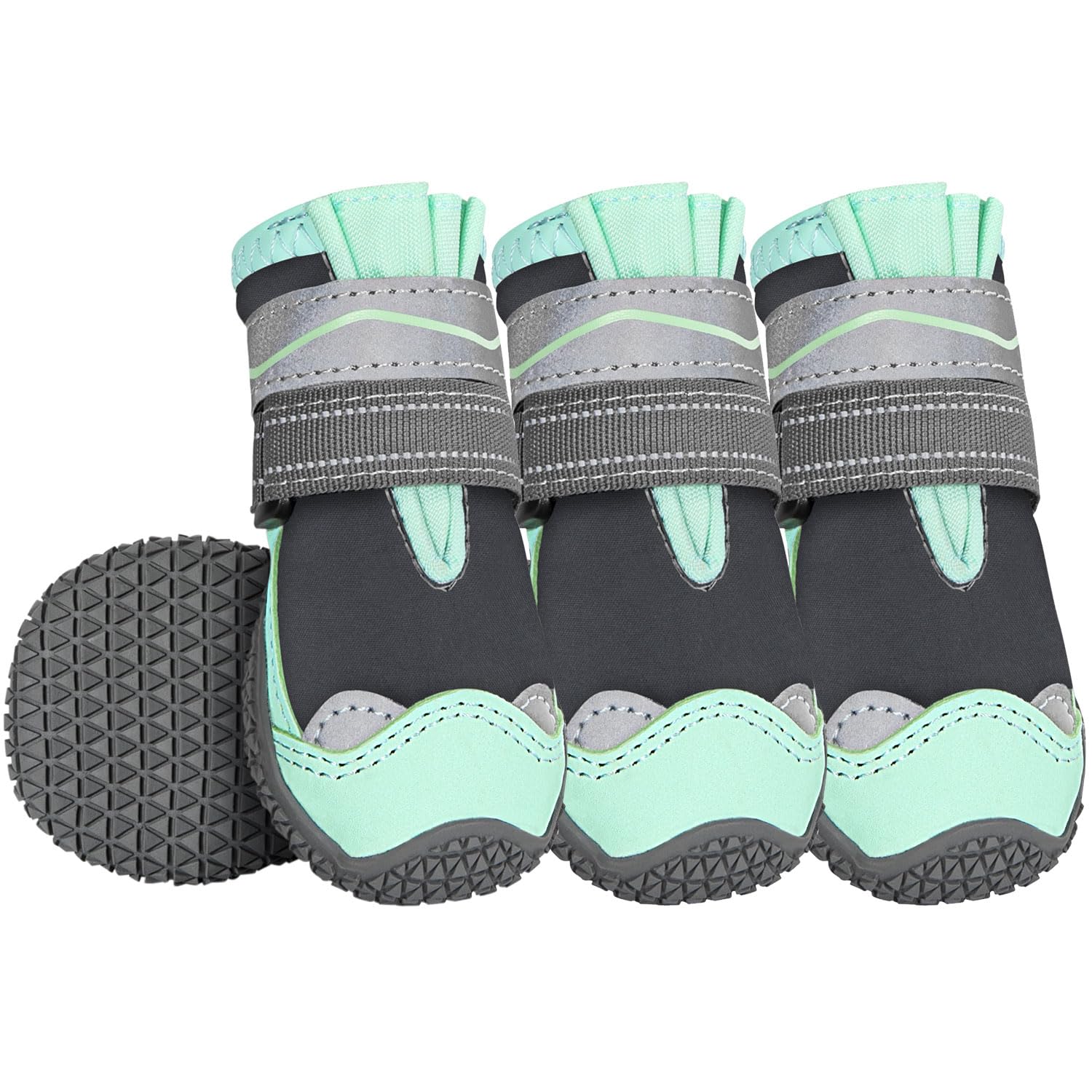 Eyein Hundeschuhe Pfotenschutz, atmungsaktiv Hundeschuhe mit Rutschfester Sohle und reflektierendem Klettverschluss für kleine, mittlere und große Hunde