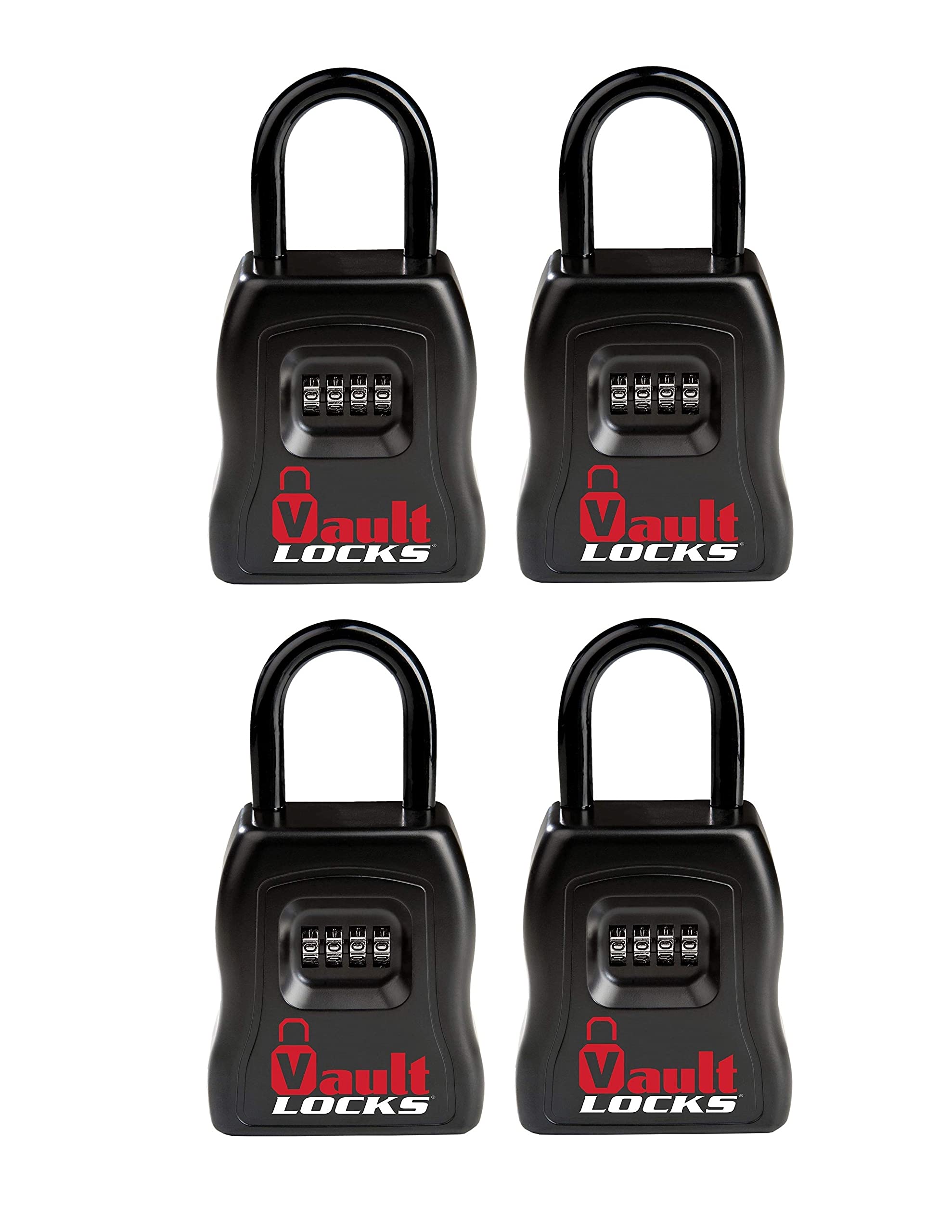 Vault LocksLarge Hide A Key Outside Waterproof 4 Digit Numeric Combination Hanging Lock Box - 4-Pack