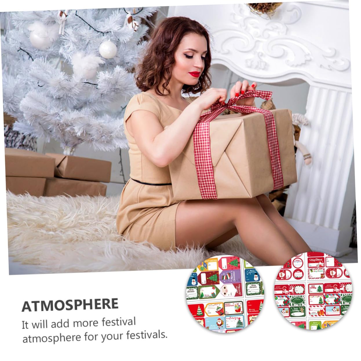 VILLCASE 36 Fogli Etichette adesive natalizie etichette adesive con adesivi con etichette natalizie stickers personalizzati decorazioni natalizie per pacchetti adesivi natalizi rosso