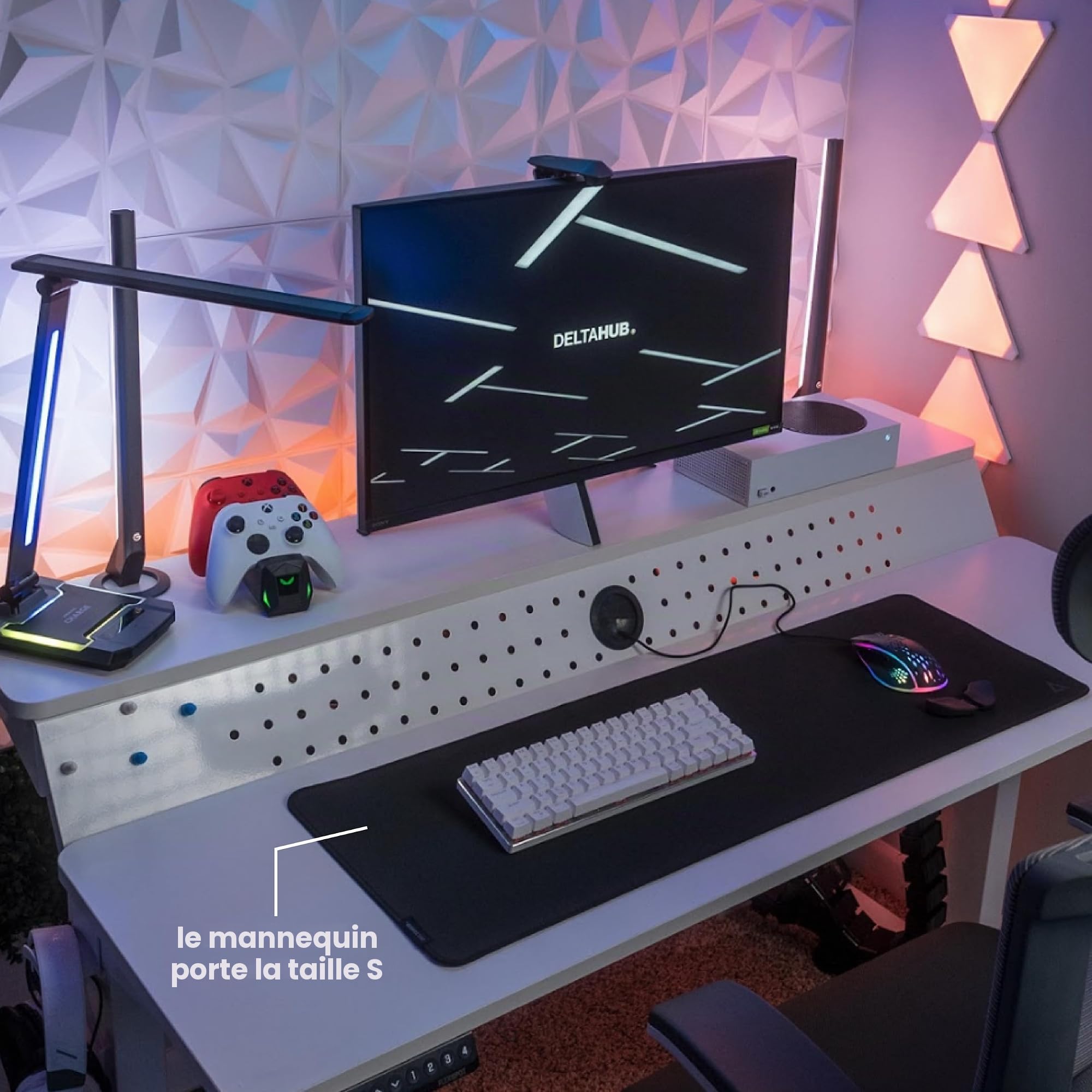 DELTAHUB Protecteur de Tapis de Bureau Gaming, Tapis de Souris, Tapis de Bureau en Néoprène Antidérapant, Sous-main de Bureau, Tapis de Bureau pour Ordinateur Portable (Petit)