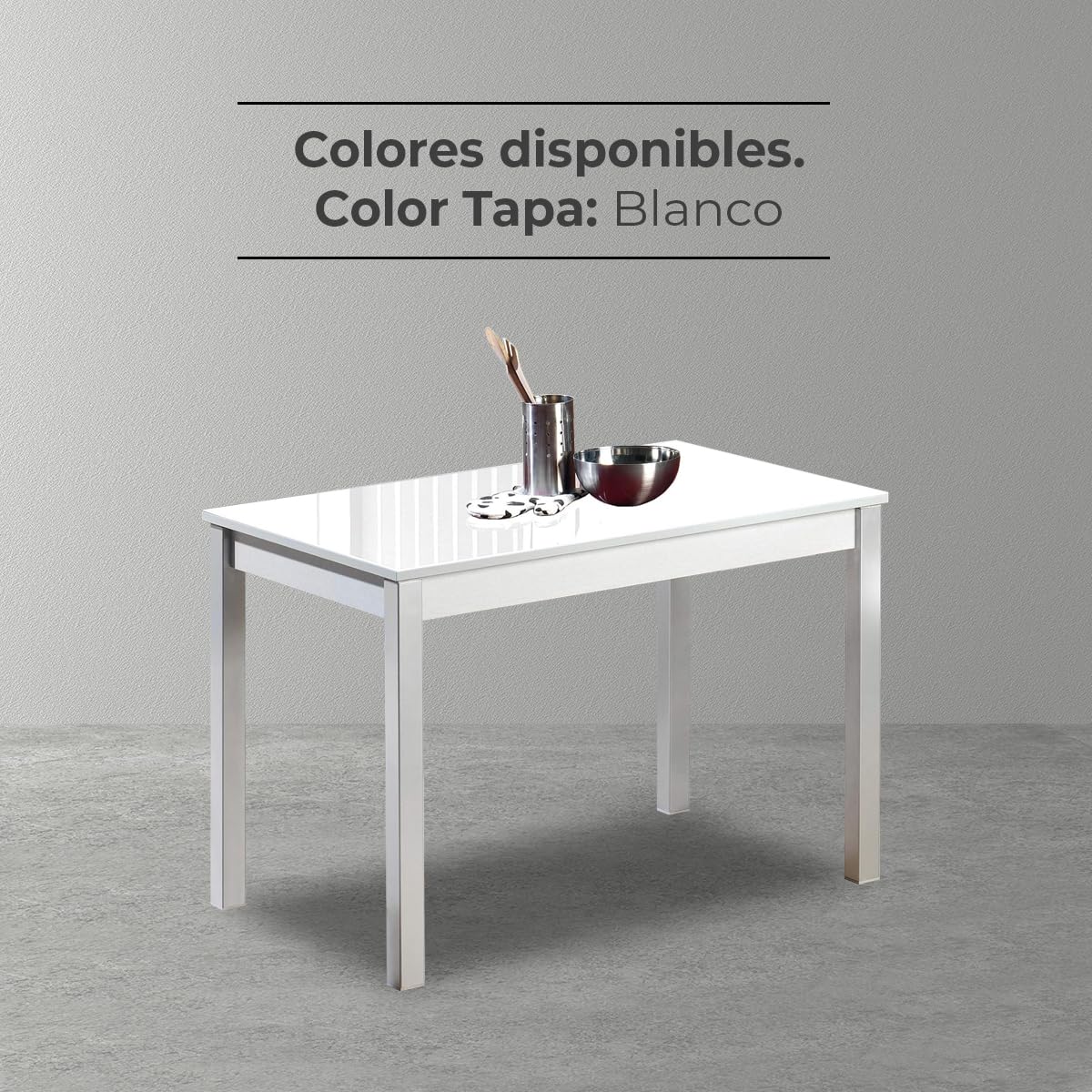 ASTIMESA Mesa de Cocina, Metal, Blanco, 90x50cm, Mesa Fija 90x50 Blanco
