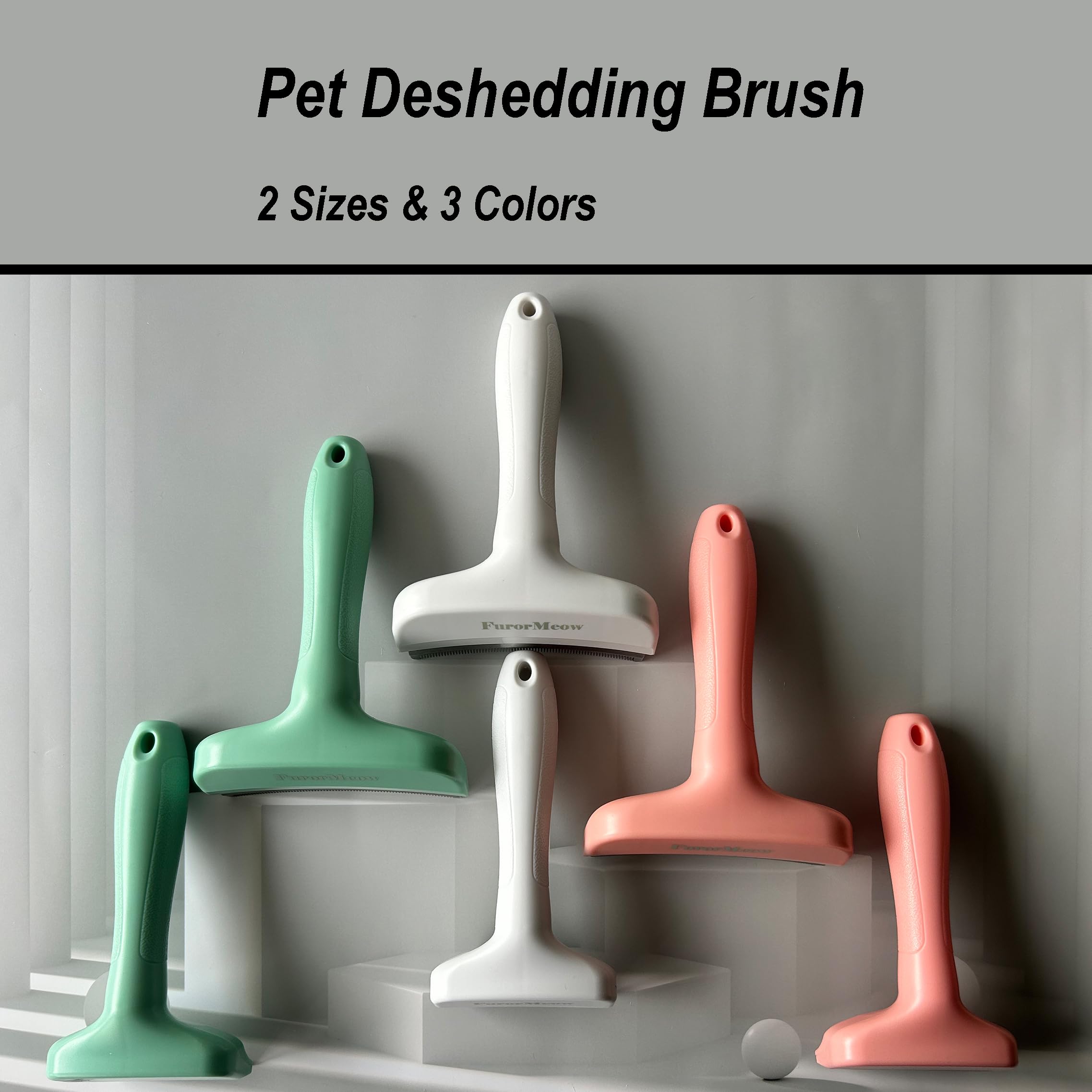 Herramienta de eliminación de pelo de mascotas con hoja curva, cepillo de aseo para gatos, peine apretado en forma de V para gatos y perros pequeños, grande, verde (verde, pequeño)