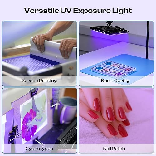 Miniatura 7 de Caydo Unidad de exposición LED de 100W para serigrafía, luz de impresión de pantalla UV con soporte ajustable y dispositivo de sincronización