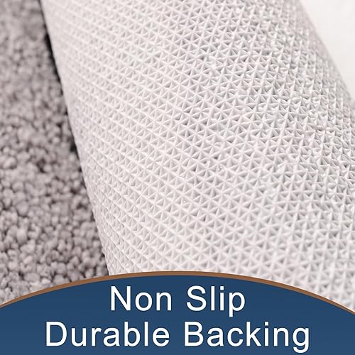 Miniatura 4 de Anybar Alfombra de baño gris antideslizante, gruesa, suave, peluda, bonita alfombra de baño Deocr, súper absorbente, lavable a máquina, alfombra