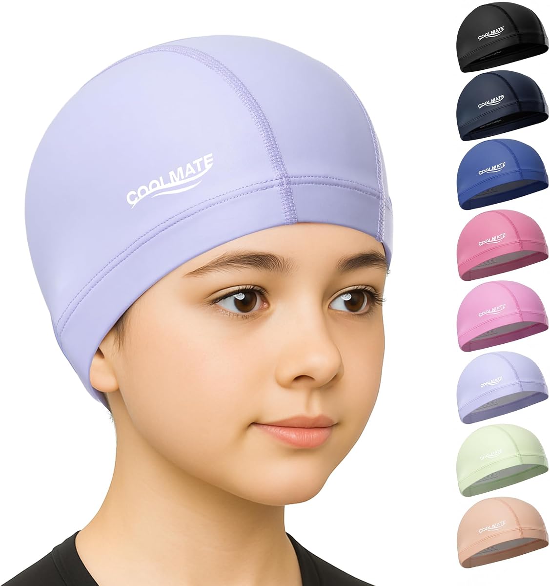 COOLMATE Fabric Swim Cap for Women, Men & Kids, Lightweight, 1 Pack