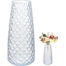 Crystal Vase for Flowers, 8.6" H Clear Round Glass Vase for Centerpieces, Modern Floral Planter Container for Parties,Wedding,Office,Home Decoration