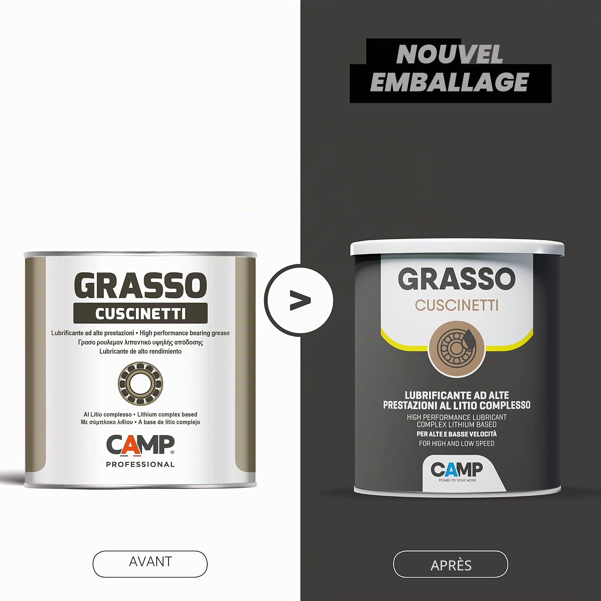 CAMP Graisse Roulements - Graisse au lithium pour roulements et rouleaux, lubrifiant anti-rouille et anti-usure, résiste aux vibrations et centrifugation, 1kg