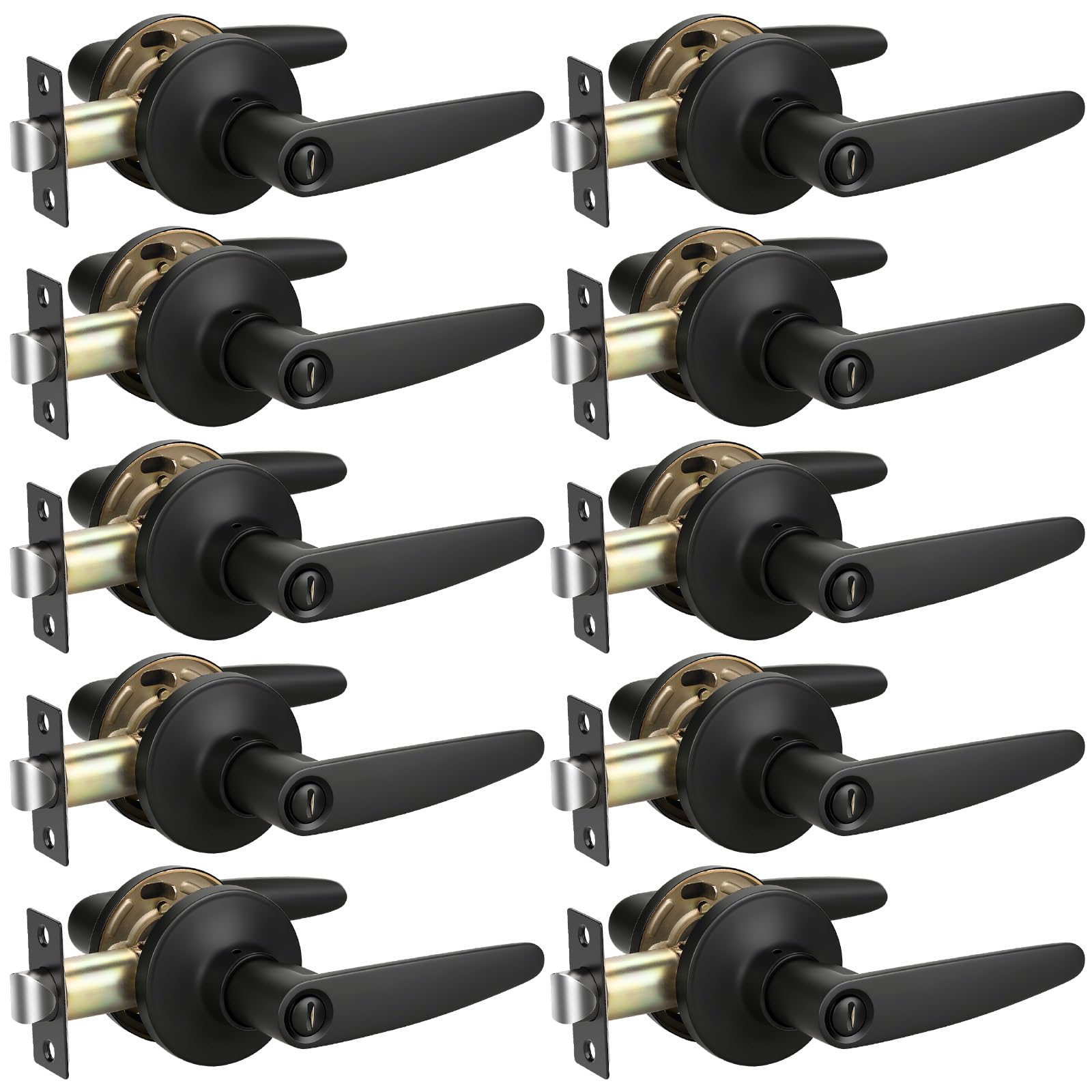 Satin Nickel Door Handles with Lock - Privacy & Security -24