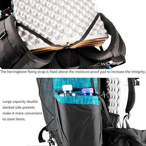 Miniatura 4 de 3FULGEAR - Mochila de senderismo para hombres y mujeres, 56L (40+16), ligera, para acampar al aire libre, mochila de senderismo, Caqui, Senderismo