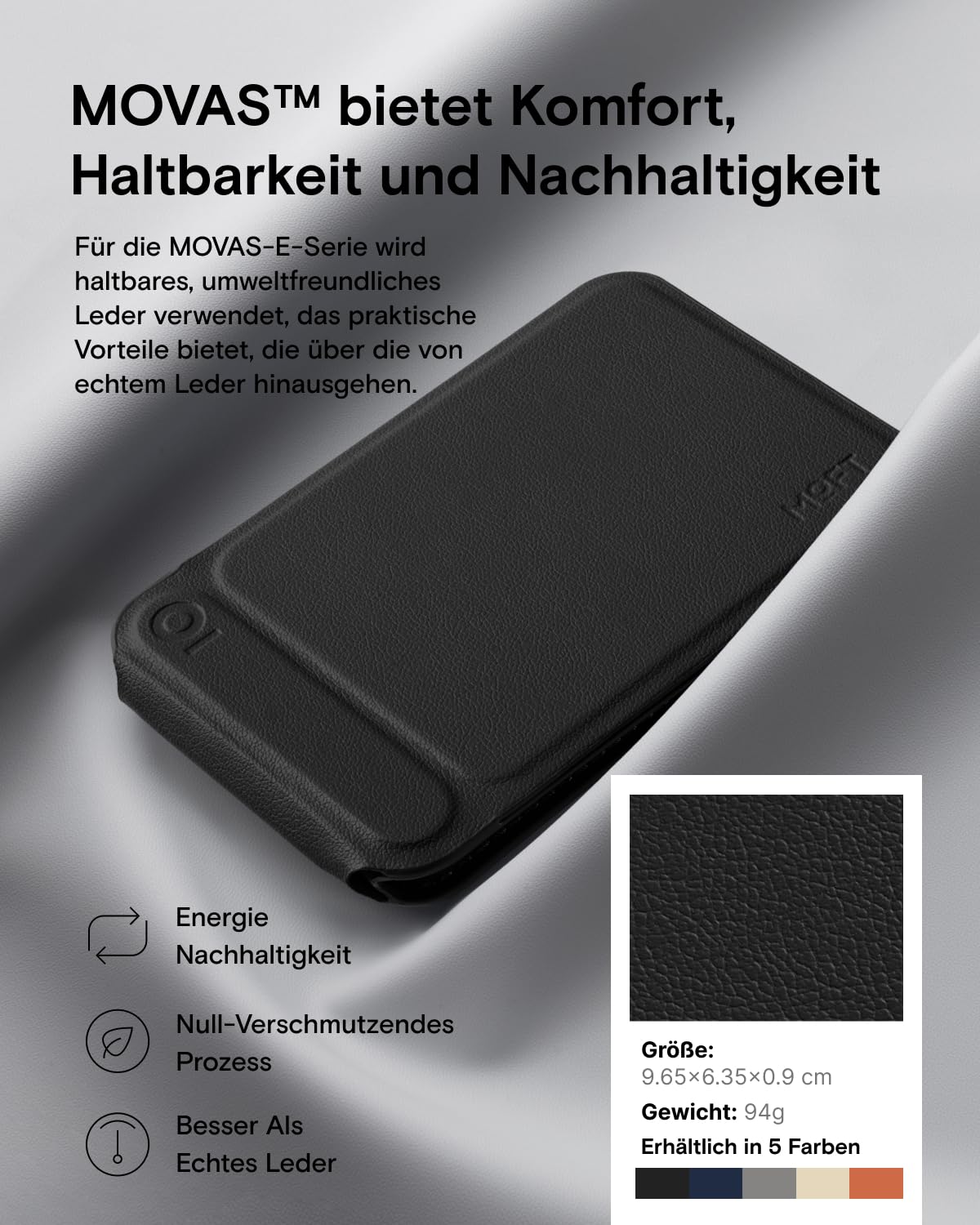 MOFT Kartenhalter & Handy Stativ Ständer, Kartenhalter Geldbörse mit Winkeleinstellung & Starken Magneten, Mini Selfie Stick Stativ für iPhone 17/16/15/14/13/12 Serie, Smartphone (Tiefes Schwarz)