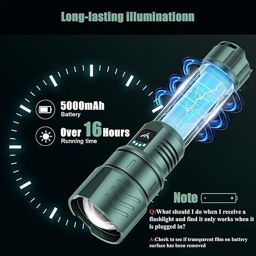 Miniatura 4 de SKYFIRE Linterna LED de alto lúmenes, linterna recargable súper brillante, zoom, cuatro modos, luz de flash impermeable para artículos esenciales de