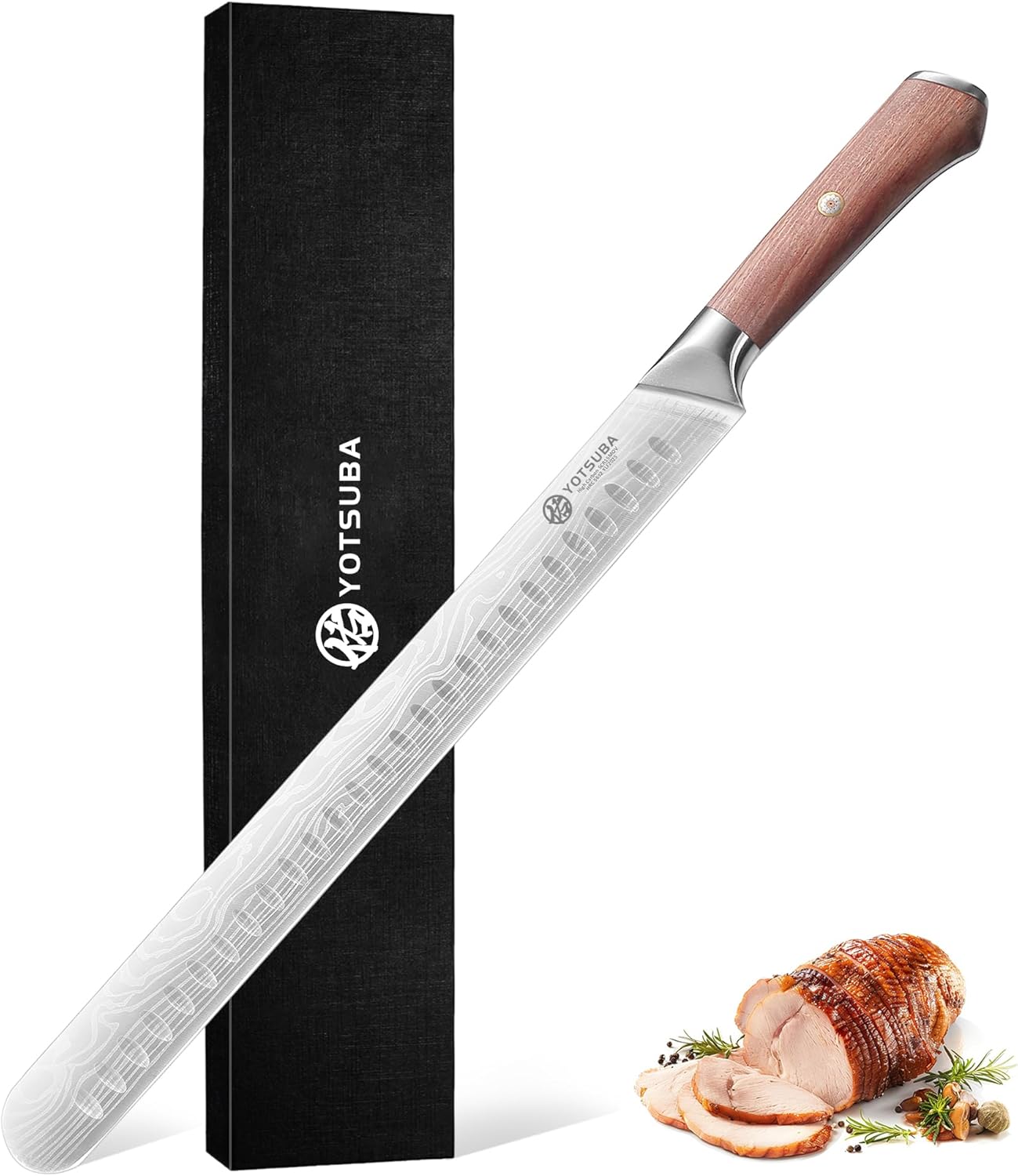 YOTSUBA Kitchen Knife Set with Block, High Carbon Stainless Steel Sharp Knife, with Gift Box (12 inch Brisket Knives)
