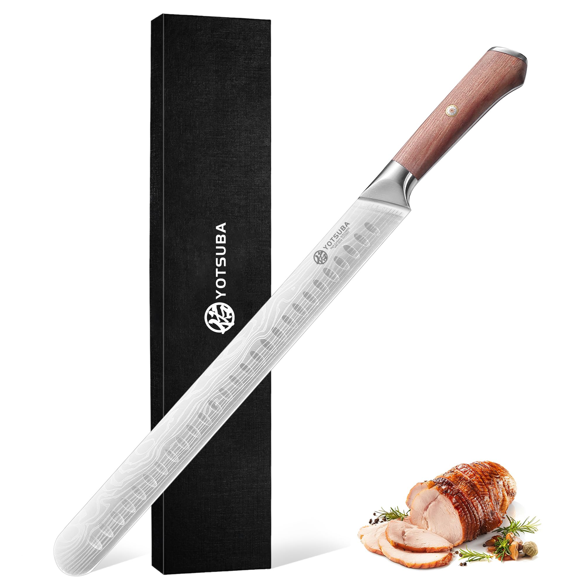 YOTSUBA 12 Inch Japanese Style Premium Natural Rosewood Brisket Knife