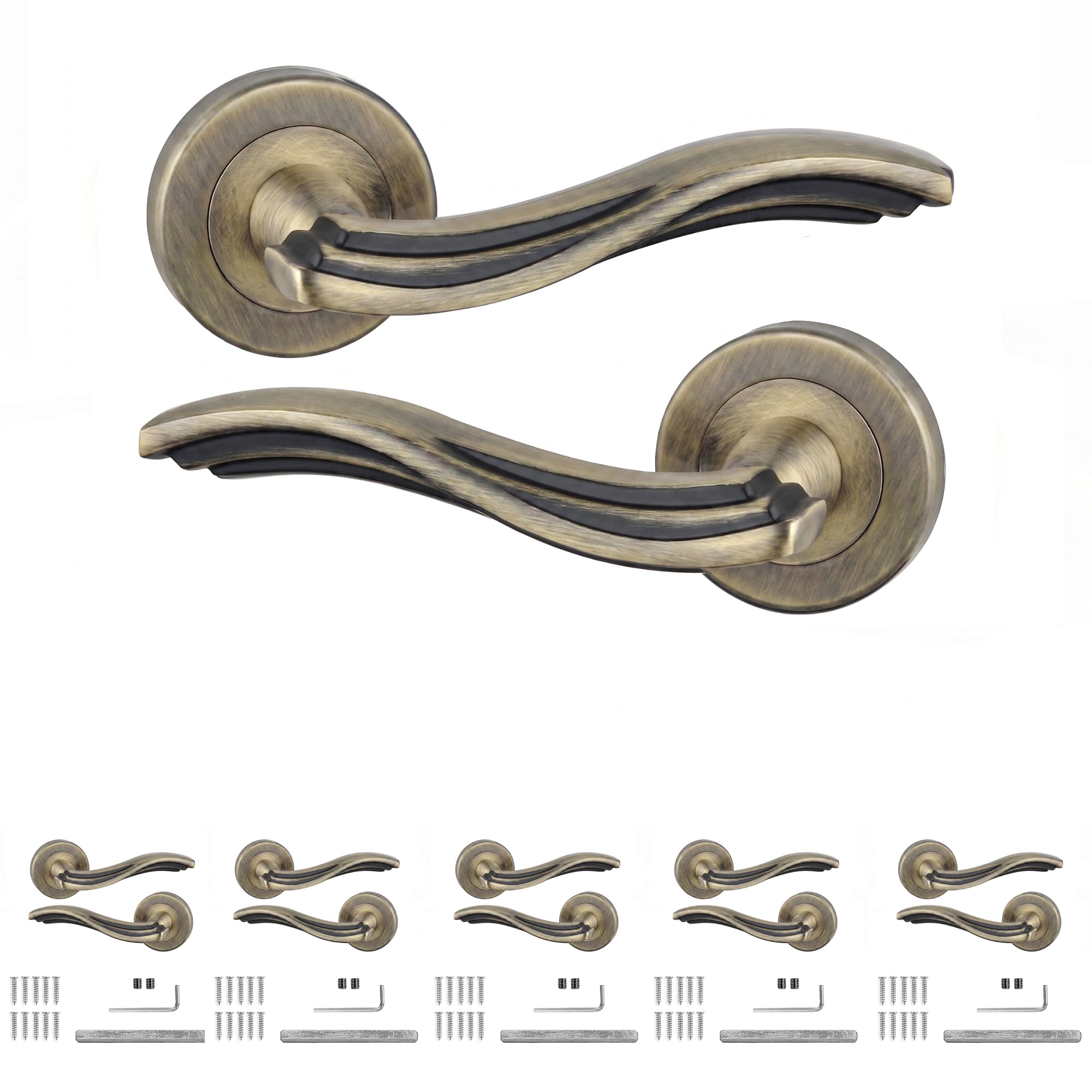 Decoranddecor Solace Antique Brass Internal Door Handles 6 Pack