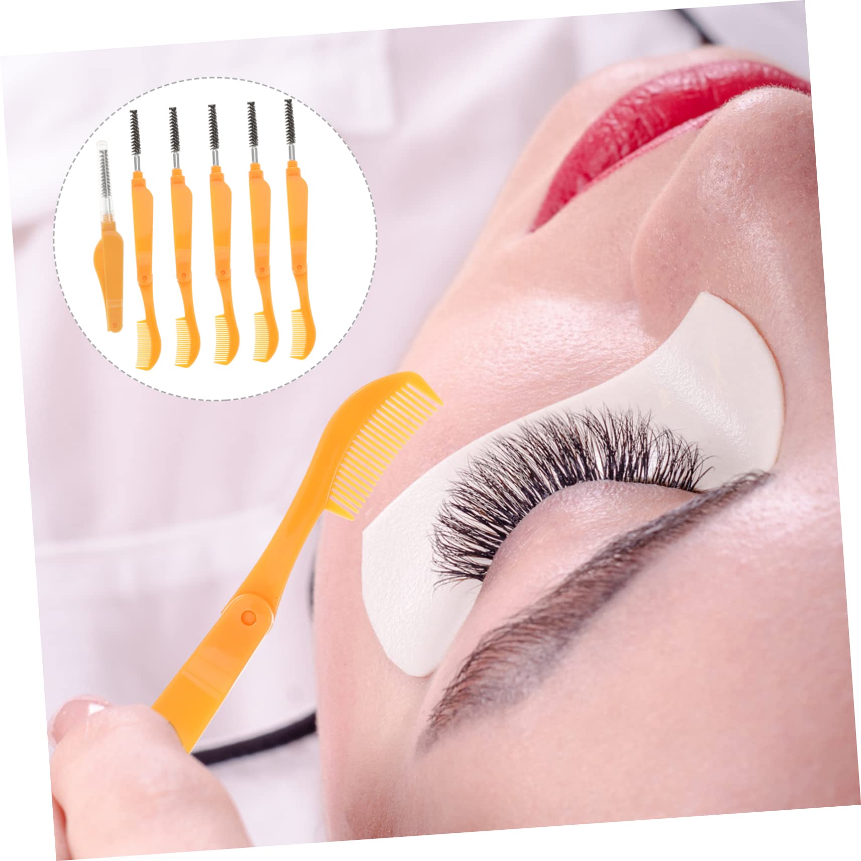 SOESFOUFU 6pc Folding Eyebrow Lash Combs Professional Makeup Grooming Tool for Separating Eyelashes Brows Random Color