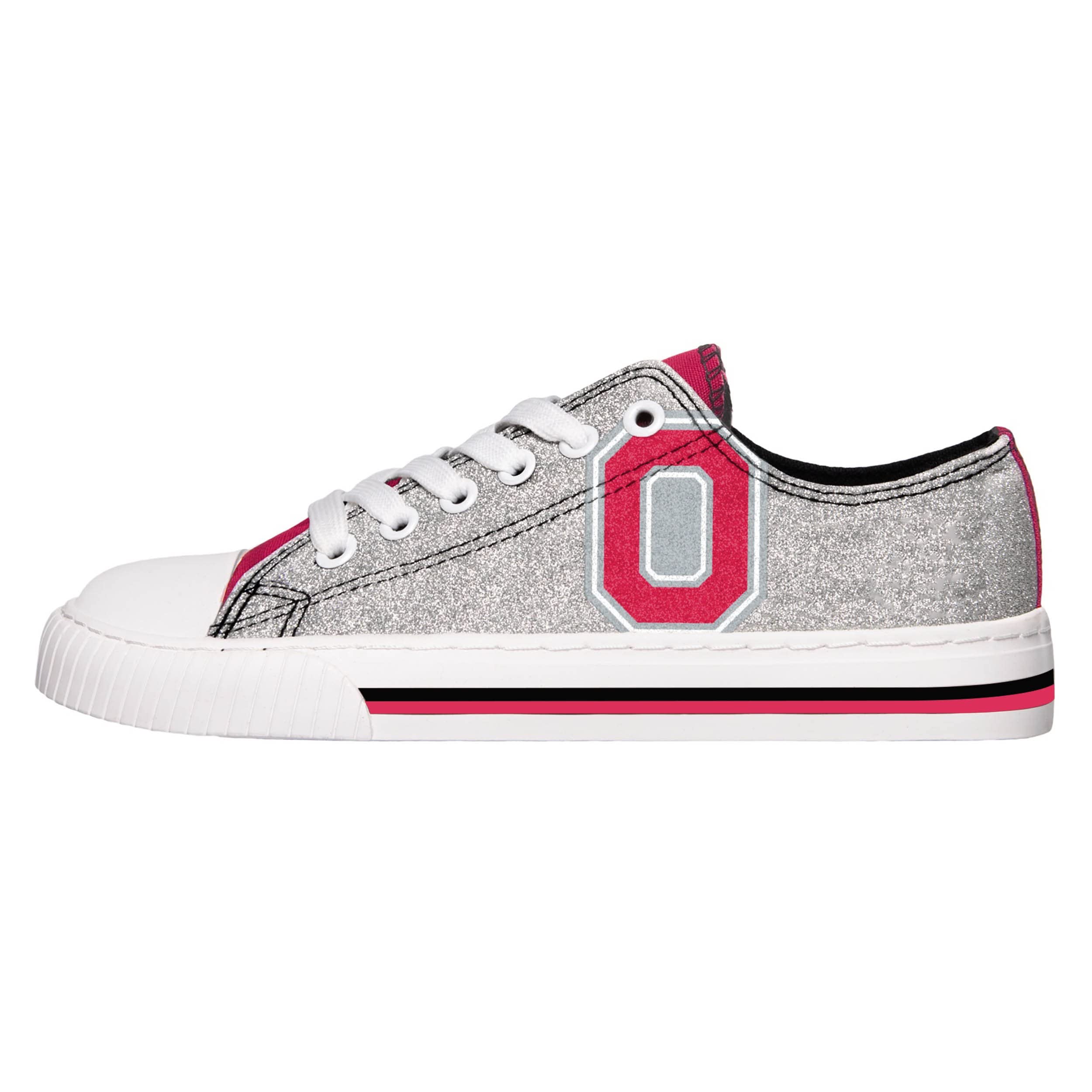 FOCO Ohio State Buckeyes NCAA Womens Glitter Low Top Canvas Shoes - 6