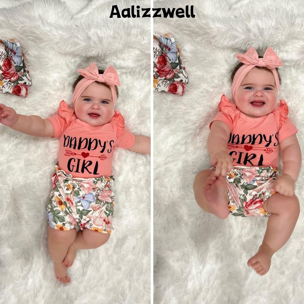 Miniatura 3 de Aalizzwell Conjunto de pantalones cortos para bebé recién nacido para el verano