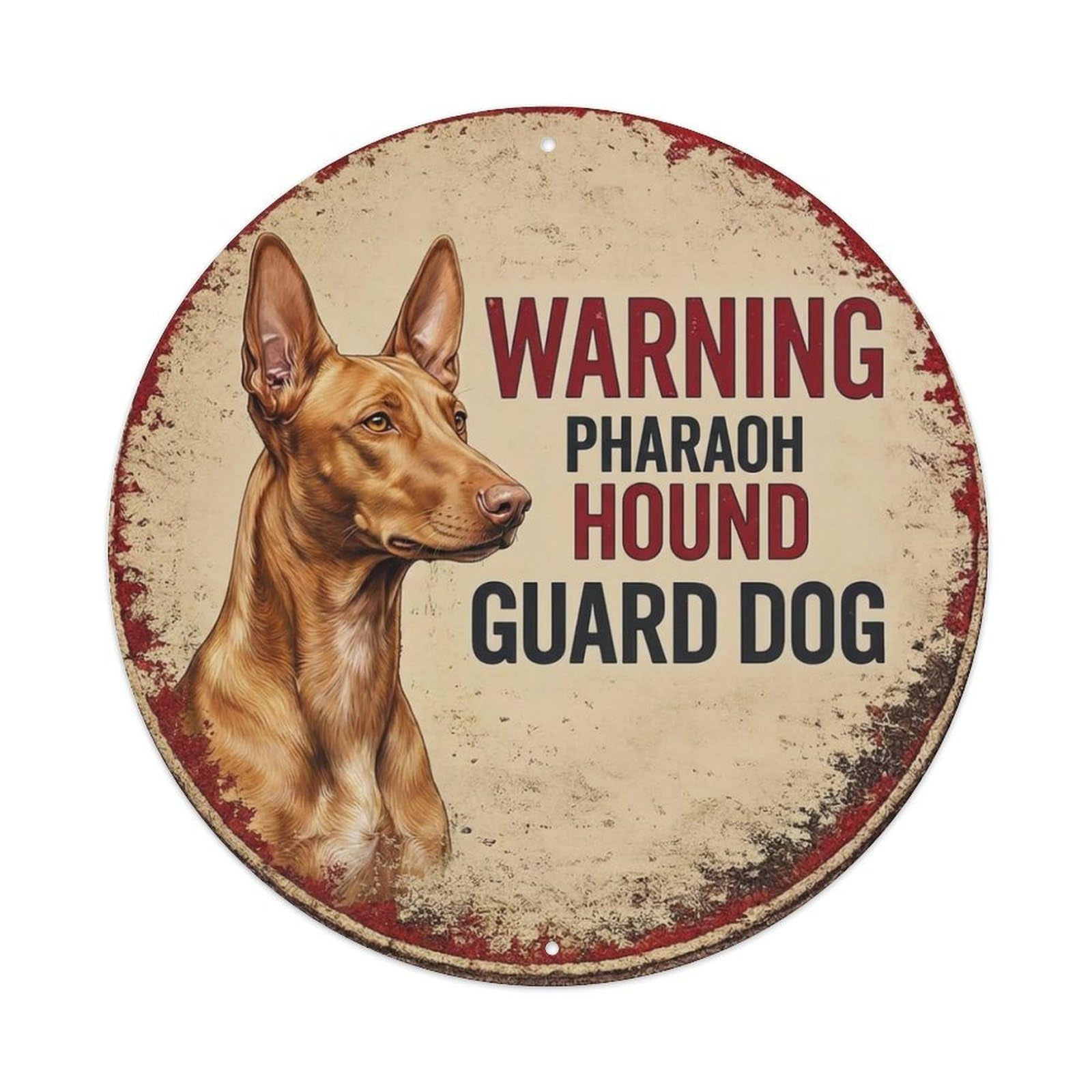 Metal Tin Sign Vintage Warning Pharaoh Hound