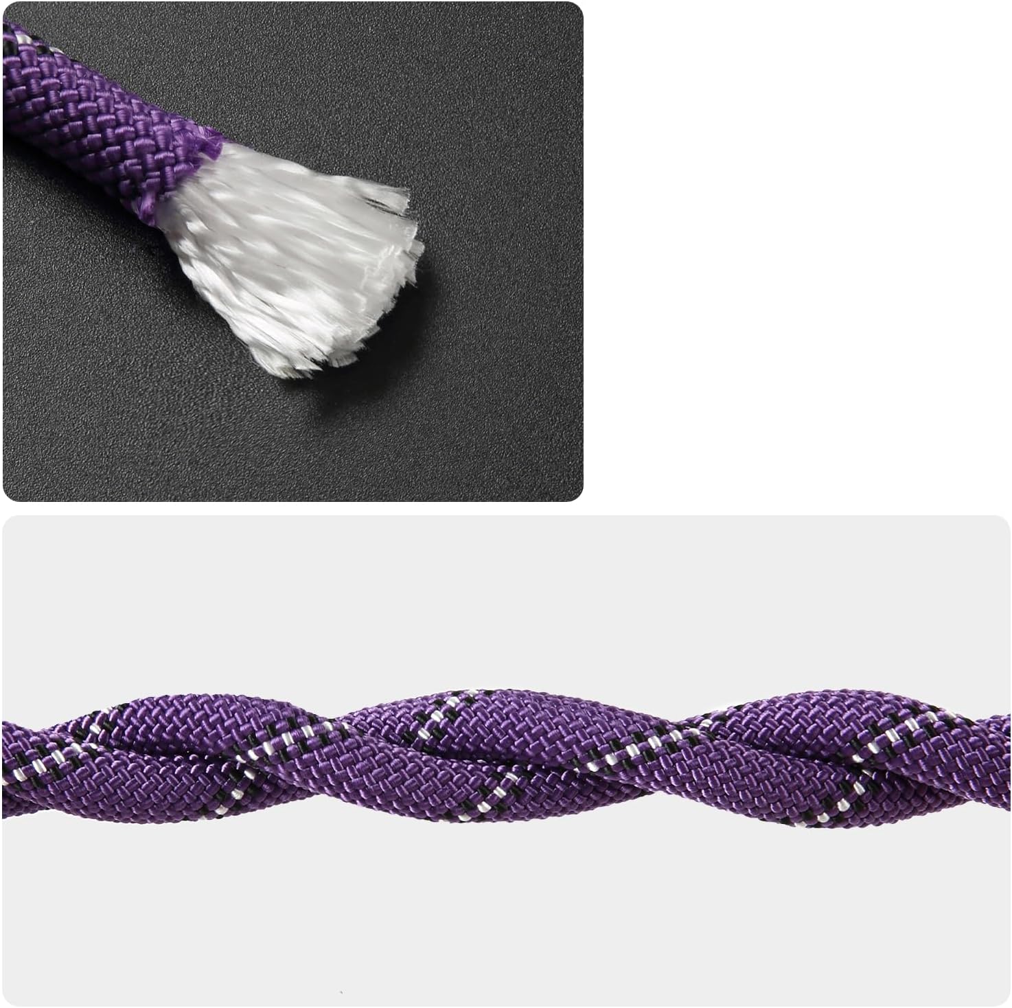 1/2 in x 15 FT Outdoor Rope for Marine, Hunting, Boating, Fishing, Rafting, Camping, Hiking, Anchor, Mooring, Floating, Dock Lines, Kayak, Canoe, Rescuing Purple with Hook