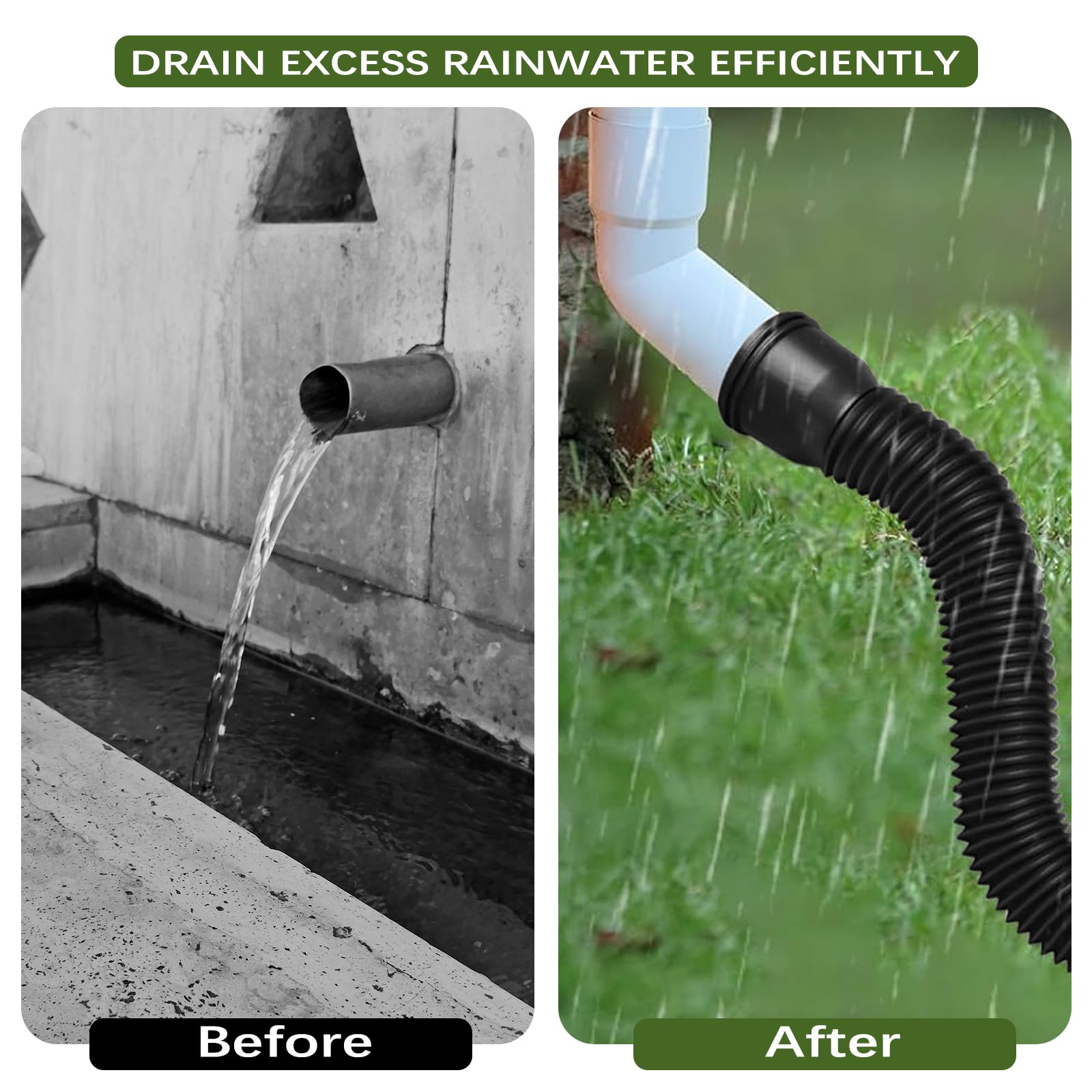 1pcs Extensions de Tuyau de Descente de Gouttière, Rallonge de Tuyau de Drainage d'eau de Pluie de 47 à 150 cm, Connecteur De Vidange Bec Gouttière Extensible Rétractables Flexibles, Noir