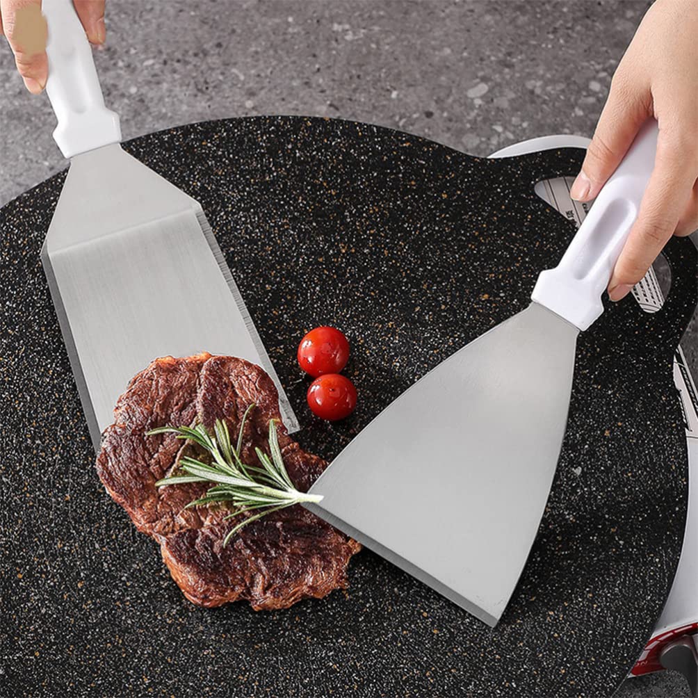SHERCHPRY 4pezzi Spatola Cucina in Acciaio Inox Strumento di Cottura Resistente al Calore Impugnatura Ergonomica per Mescolare Girare e Friggere Comodo da Usare Pulire