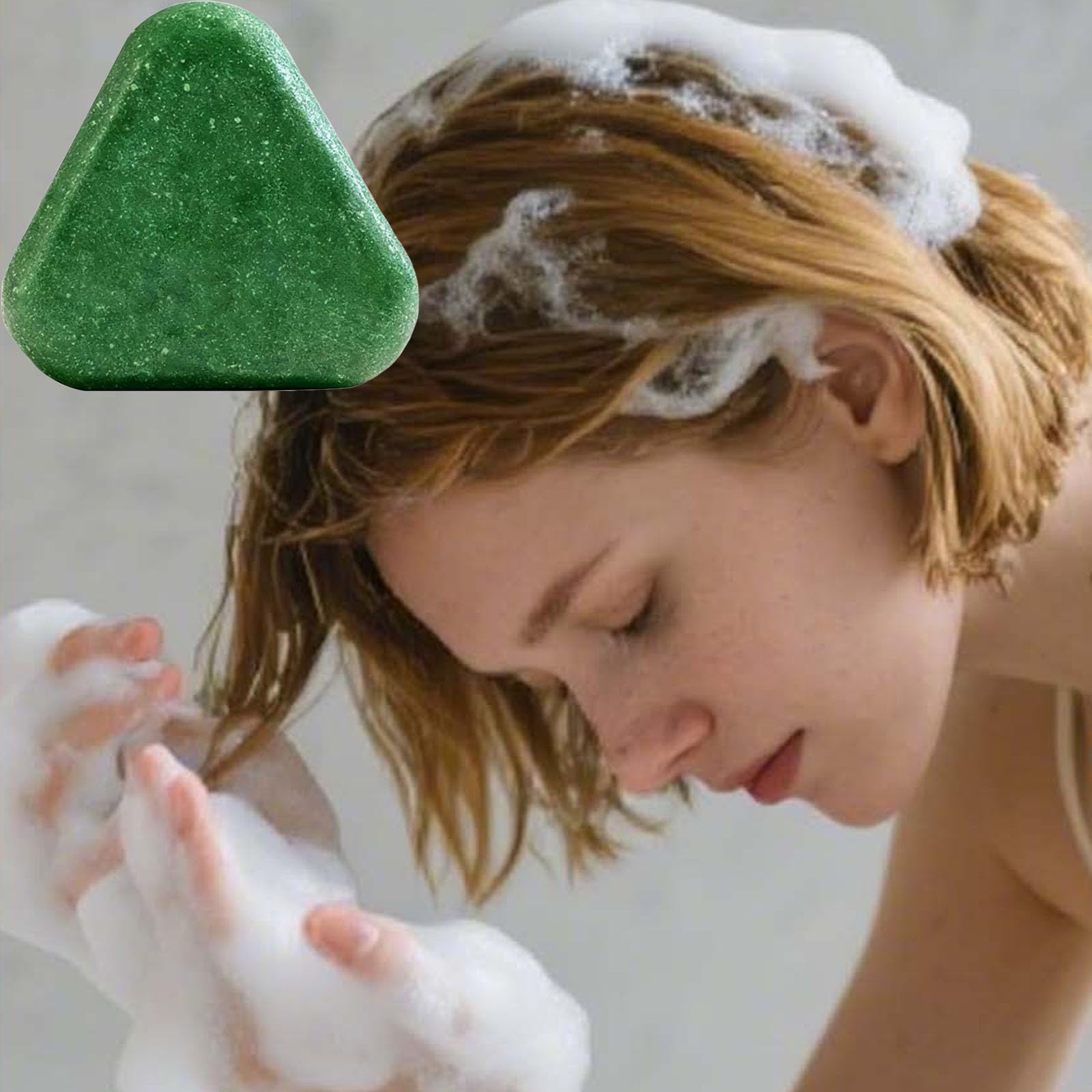 Nature Triangle Shampoo Bar, Nature Green Shampoo Bar, Triangle Green Shampoos Soap, Arborvitae Leaves Shampoos Soap, For Hair Cleaning Care (3pcs)