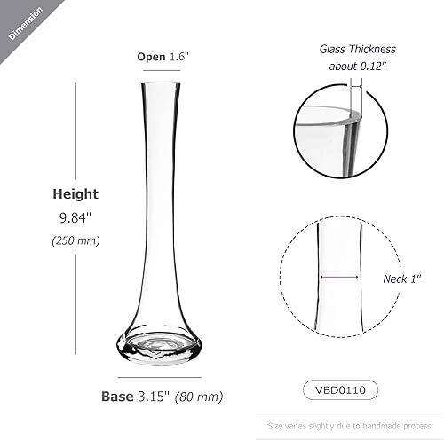 Miniatura 9 de WGV - Jarrón cilíndrico, ancho de 2 pulgadas, altura 8 pulgadas, transparente, delgado, estándar, para decoración de bodas, fiestas, eventos, hogar,