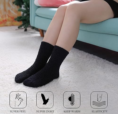 Miniatura 5 de SDBING Calcetines mullidos para mujer, suaves y esponjosos, calcetines para dormir en casa, calcetines cálidos y acogedores, 6 o 5 pares
