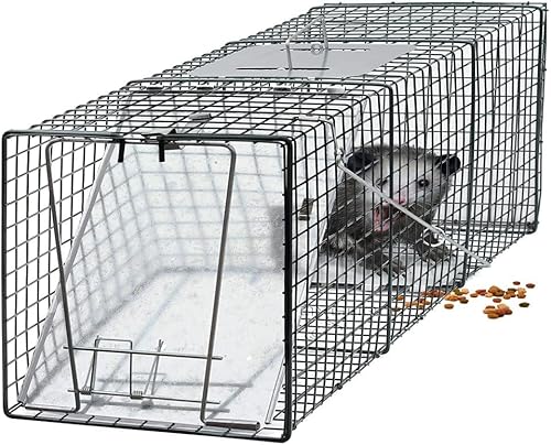 OxGord Live Animal Trap 24 x 7 x 7 Catch Release Humane Rodent Cage for Rabbits, Stray Cat, Squirrel, Raccoon, Mole, Gopher, Chicken, Opossum (Original Version)