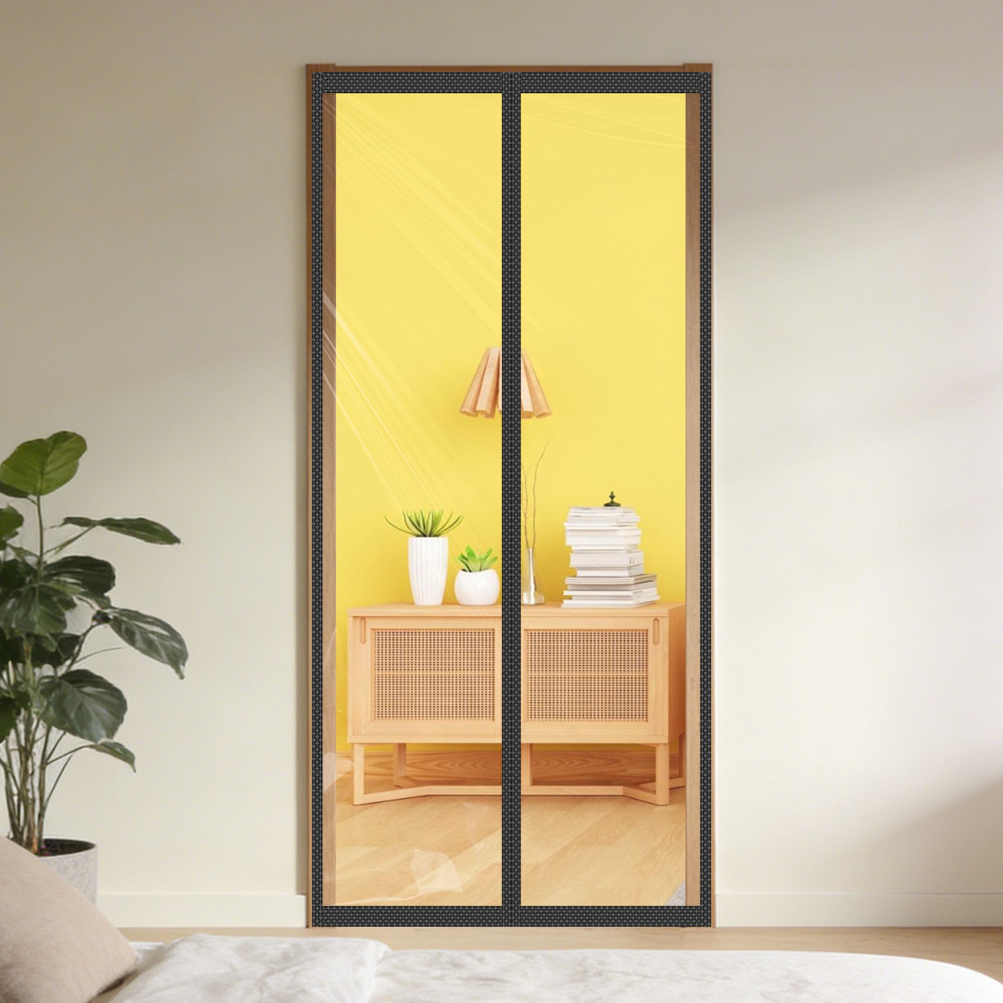 Rideau de porte isolant froid sans percage rideau thermique magnetique noir 132x295