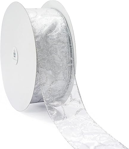 CT CRAFT LLC - Cinta con alambre en espiral de organza para decoración navideña del hogar, envolturas, lazos, coronas, manualidades de bricolaje,