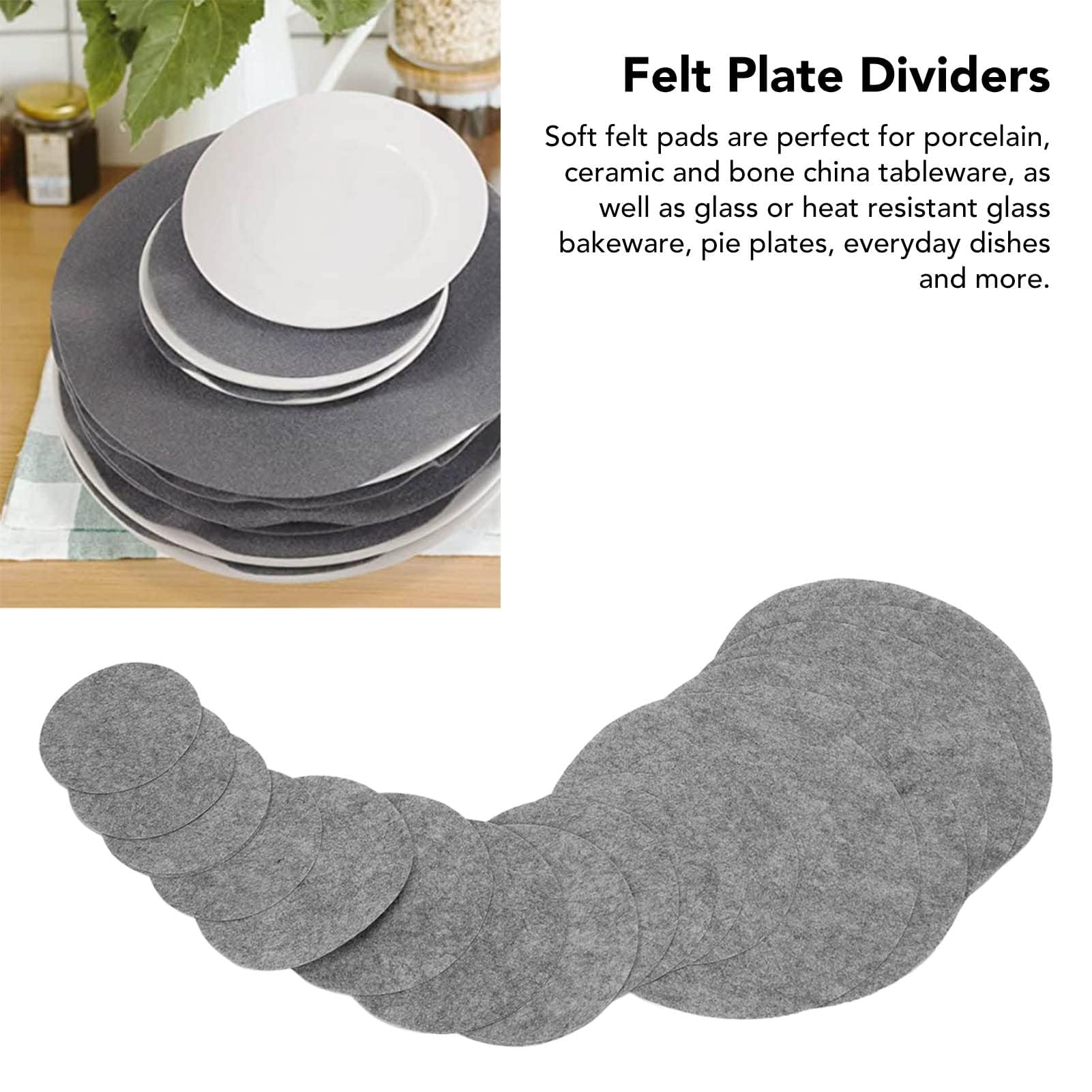 Pot and Pan Protectors,Felt Plate Dividers,4.7/5.9/9.8inch Dish Protectors Pads,Set of 24 Pan Pot Protectors,3 Different Size Thicker Pots and Pans Dividers for Packing Stacking Cookware - Image 2