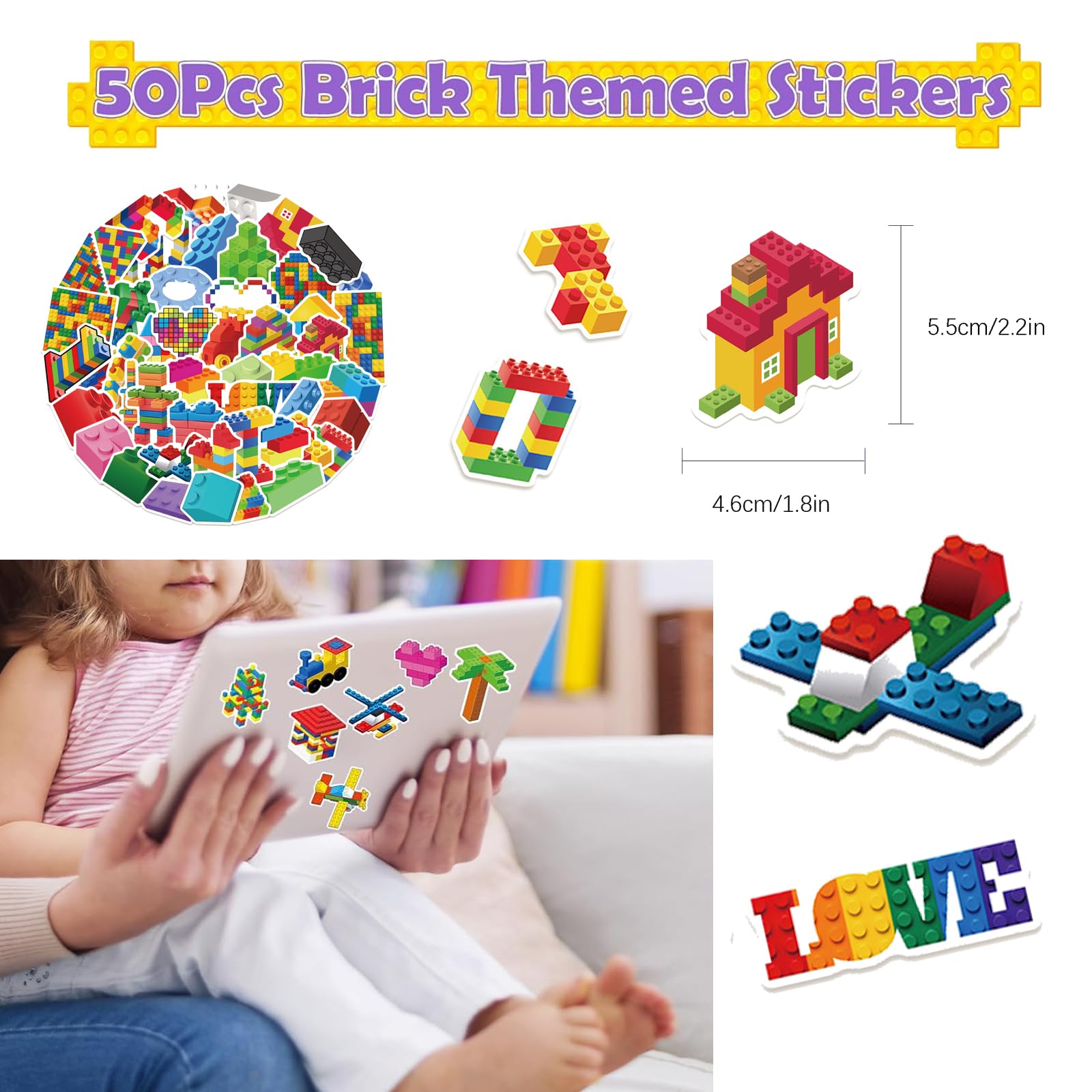 Yhjxly Lot de 86 blocs de construction pour fête - Porte-clés - Bracelet à clip autocollants - Sacs de fête pour anniversaire d'enfant - Blocs à thème - Fête