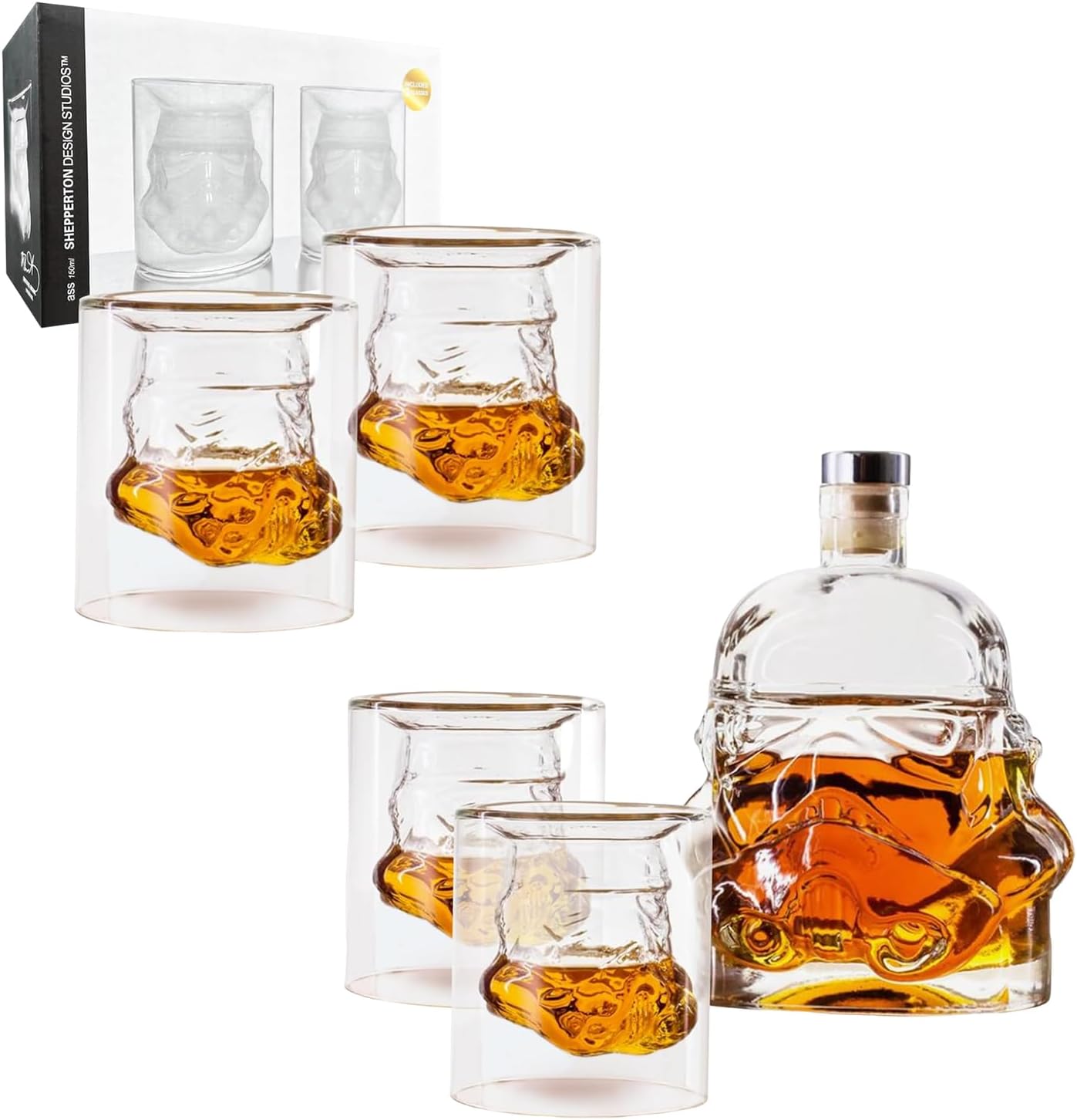 750ml Transparent Creative Whisky Decanter Set with 4 Pcs Wine Glasses