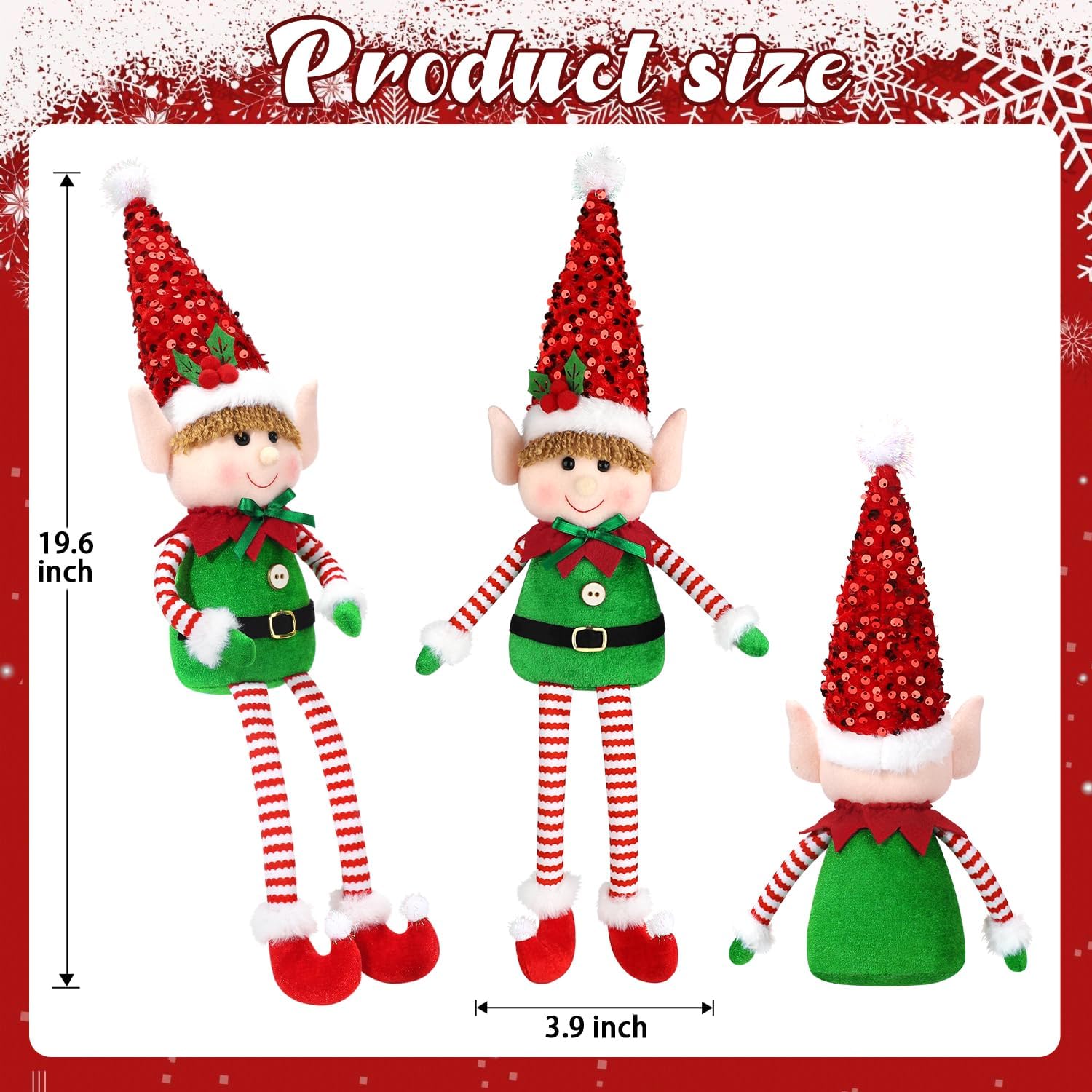 BINSUNS 2 Pack Christmas Gnomes Decoration - Handmade Xmas Swedish Tomte Plush Scandinavian Ornaments Figurine Gnomes Gifts Window Home & Holiday Decor(Sequin Gnomes)