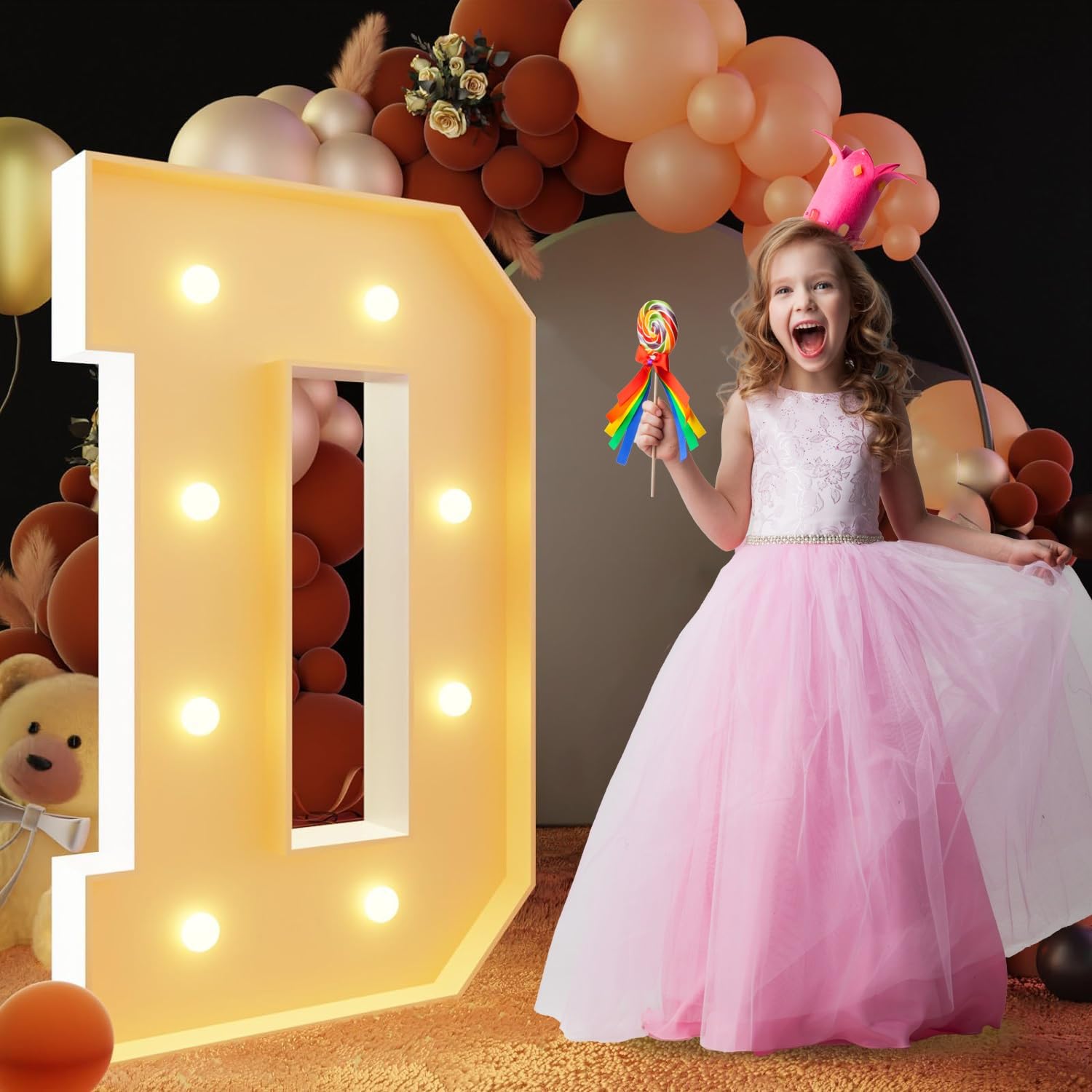 Marquee Light Up Letters LED Warm Light Birthday Party(Letter D,2.3FT/70CM)
