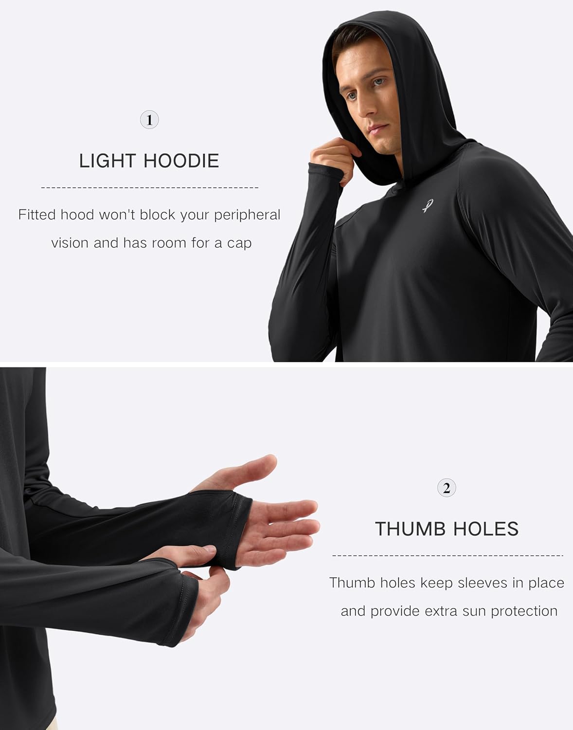 Pudolla Men's Sun Protection Hoodie Shirts UPF 50+ Rash Guard SPF Long Sleeve Fishing Shirt for Men Swim Hiking Boating - Image 6